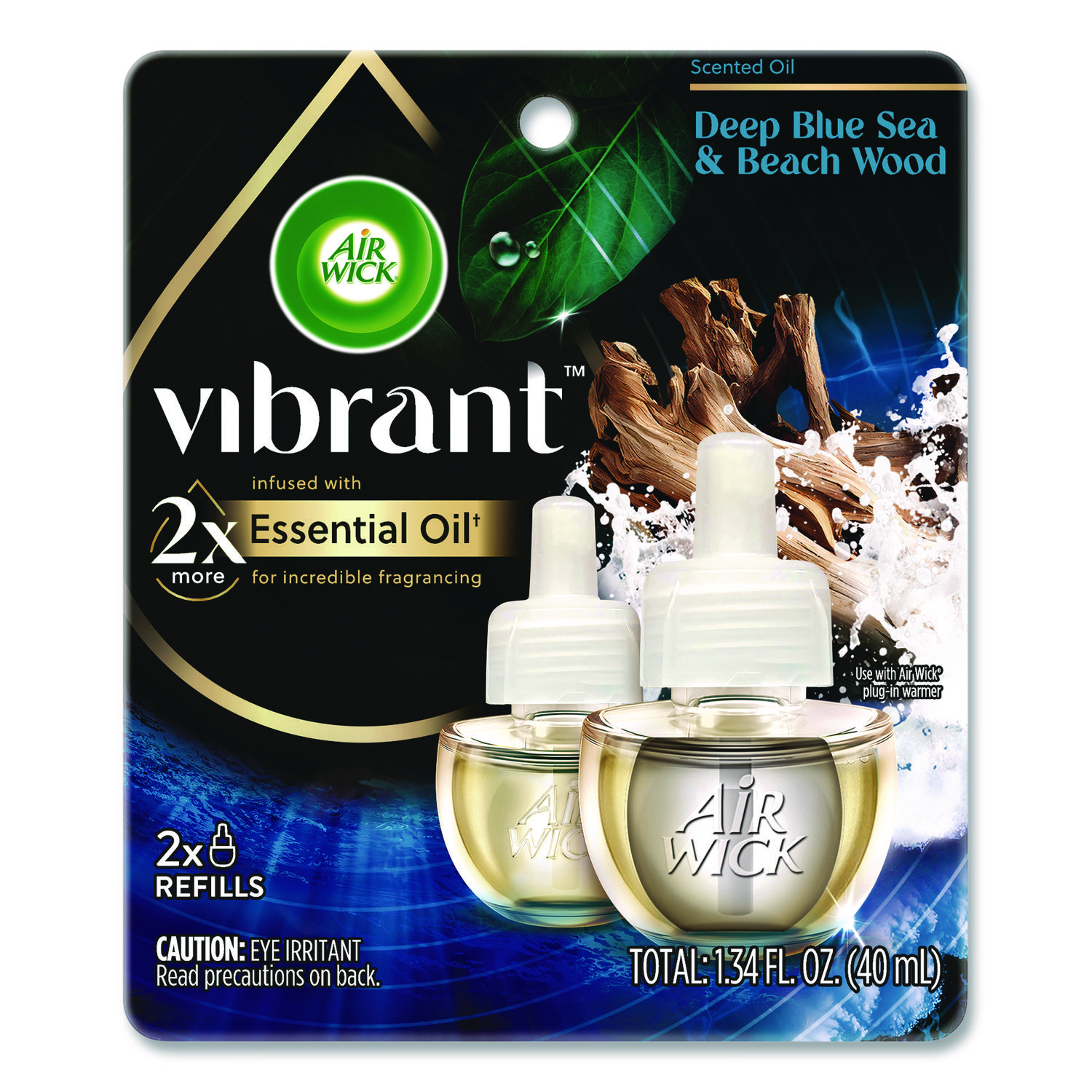 Scented Oil Refill, Deep Blue Sea and Beach Wood, 0.67 oz, 2/Pack