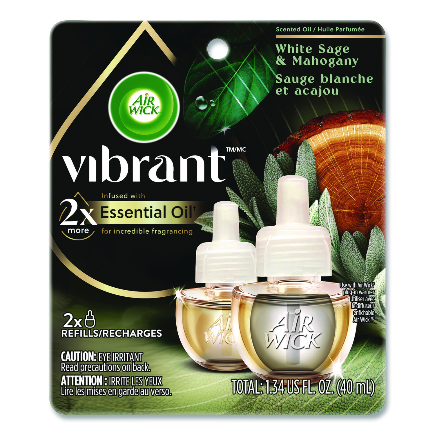 Scented Oil Refill, White Sage and Mahogany, 0.67 oz, 2/Pack