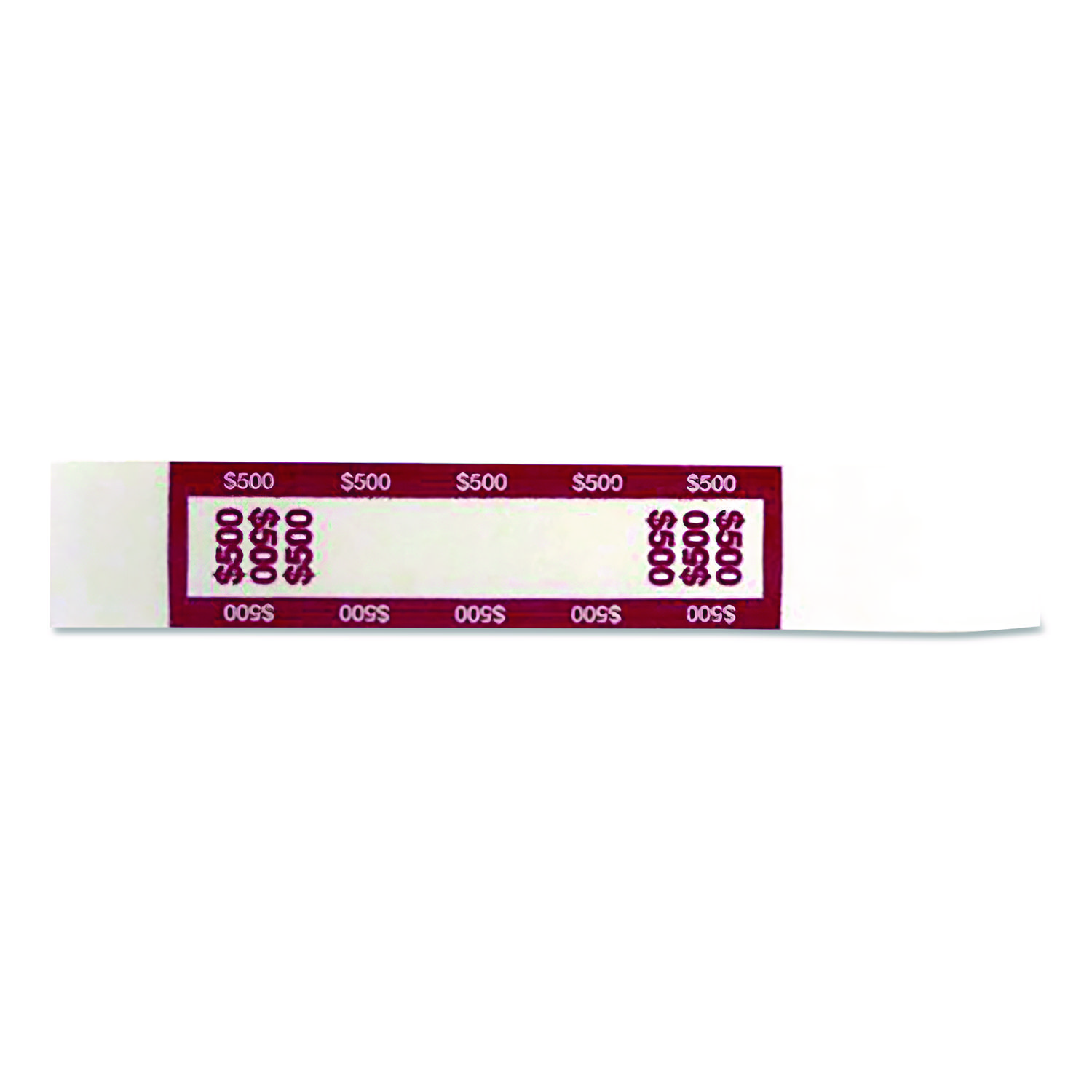 Currency Straps, Self-Adhesive, Fives, $500 Strap, Red/White, 1,000/Pack