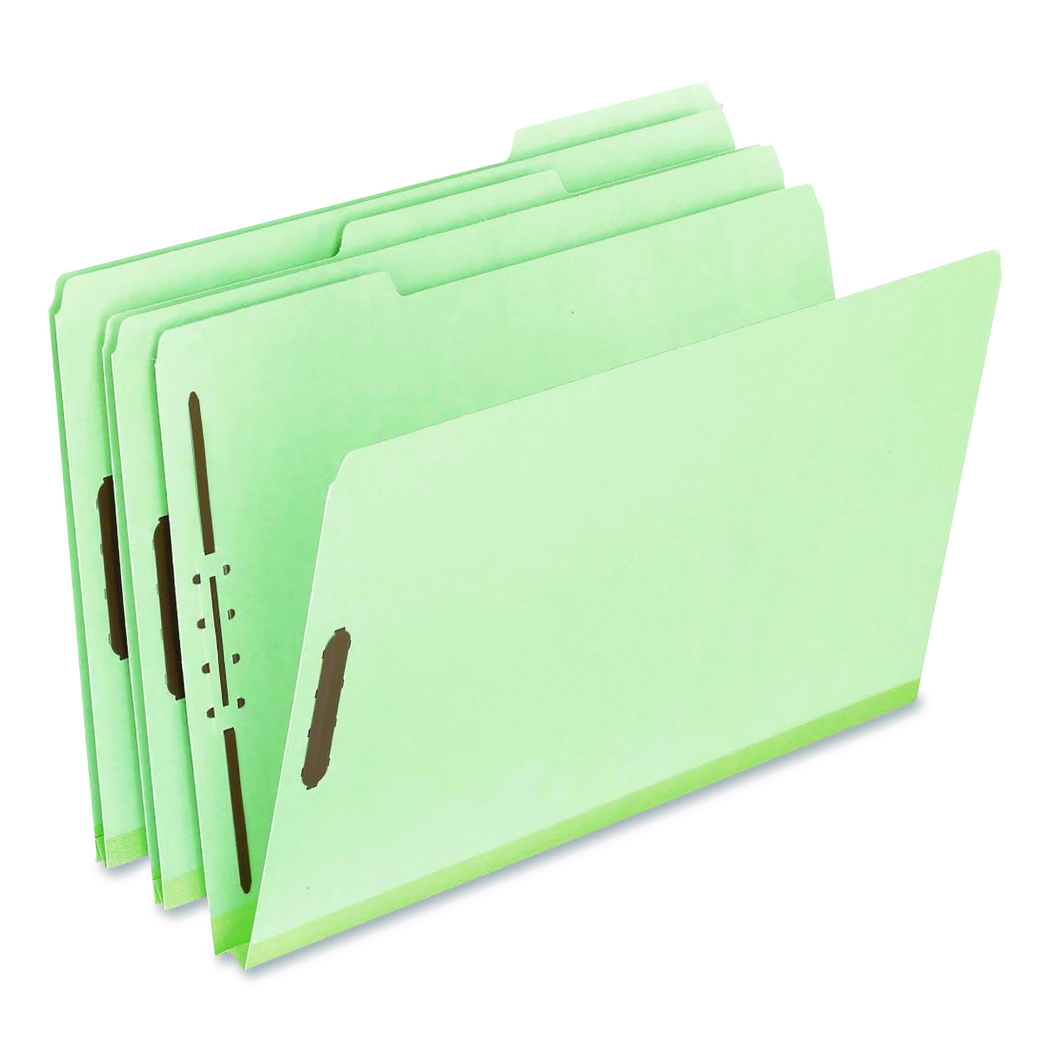 Colored Pressboard Top Tab Fastener Folders, 1/3-Cut Tab: Assorted, Expands 1", 2 Fasteners, Legal Size, Light Green, 25/Box