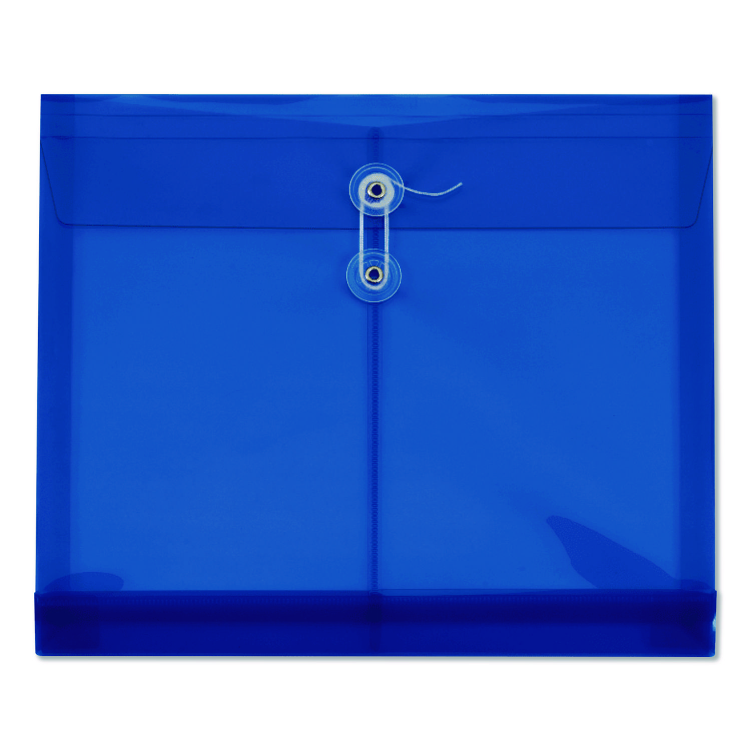 Poly Document File, String and Button Closure, 10 x 13, Blue, 5/Pack