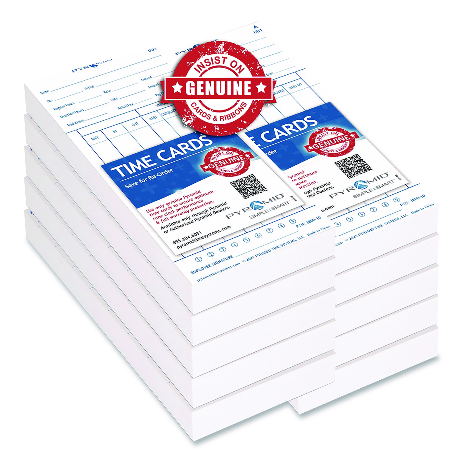 Time Clock Cards For 3800 Time Clock, 1,000/Carton