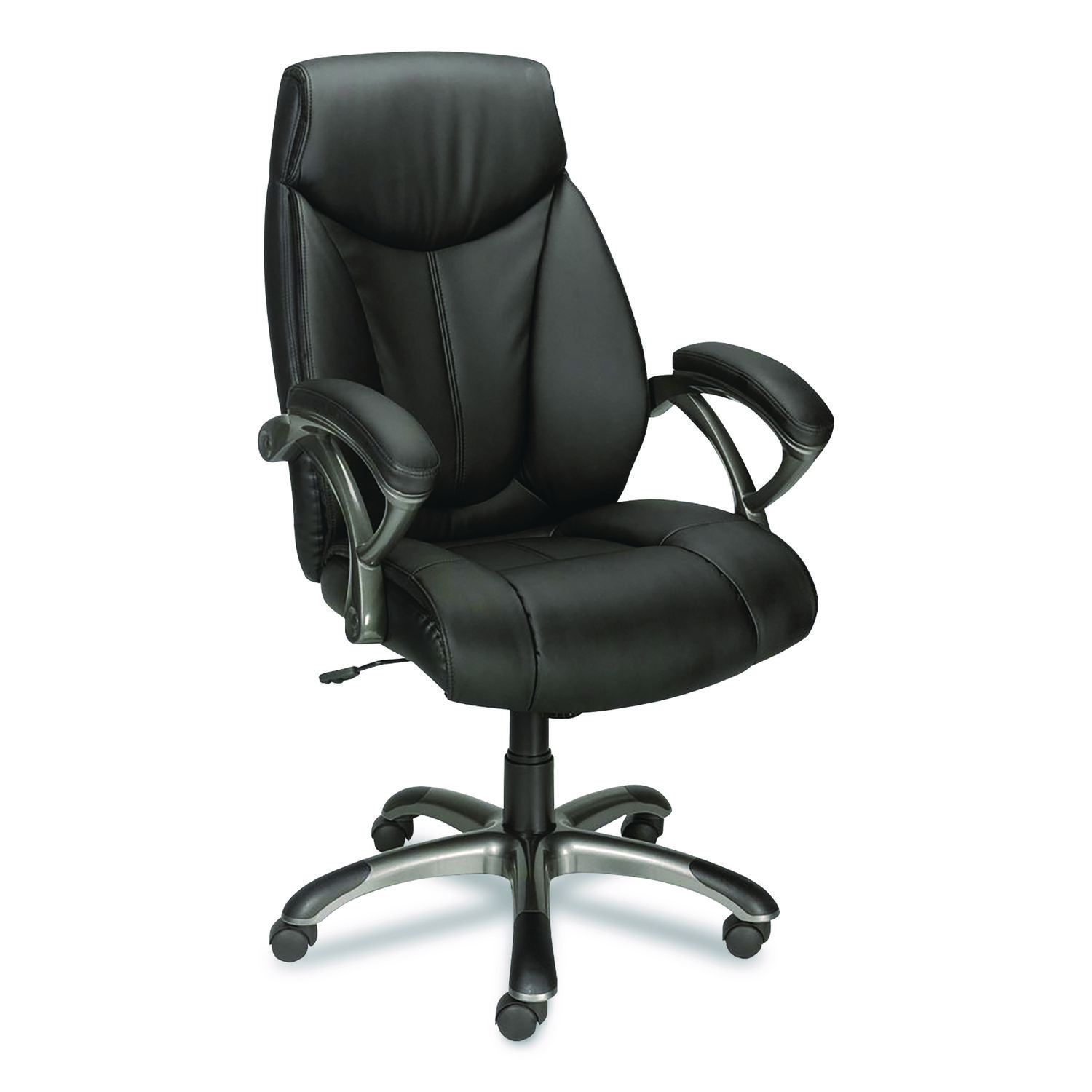 Ramsey Bonded Leather Manager Chair, Supports Up to 275 lb, 18.6" to 22.5" Seat Height, Black Seat/Back, Black Base