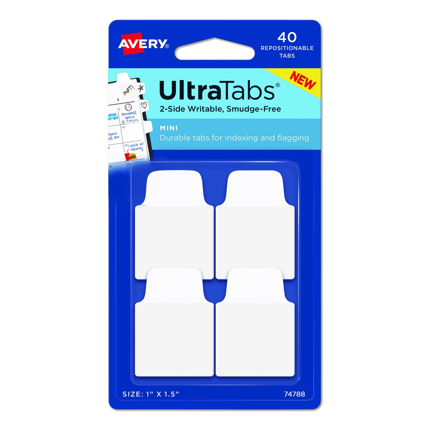 Ultra Tabs Repositionable Tabs, 1/10-Cut, 1