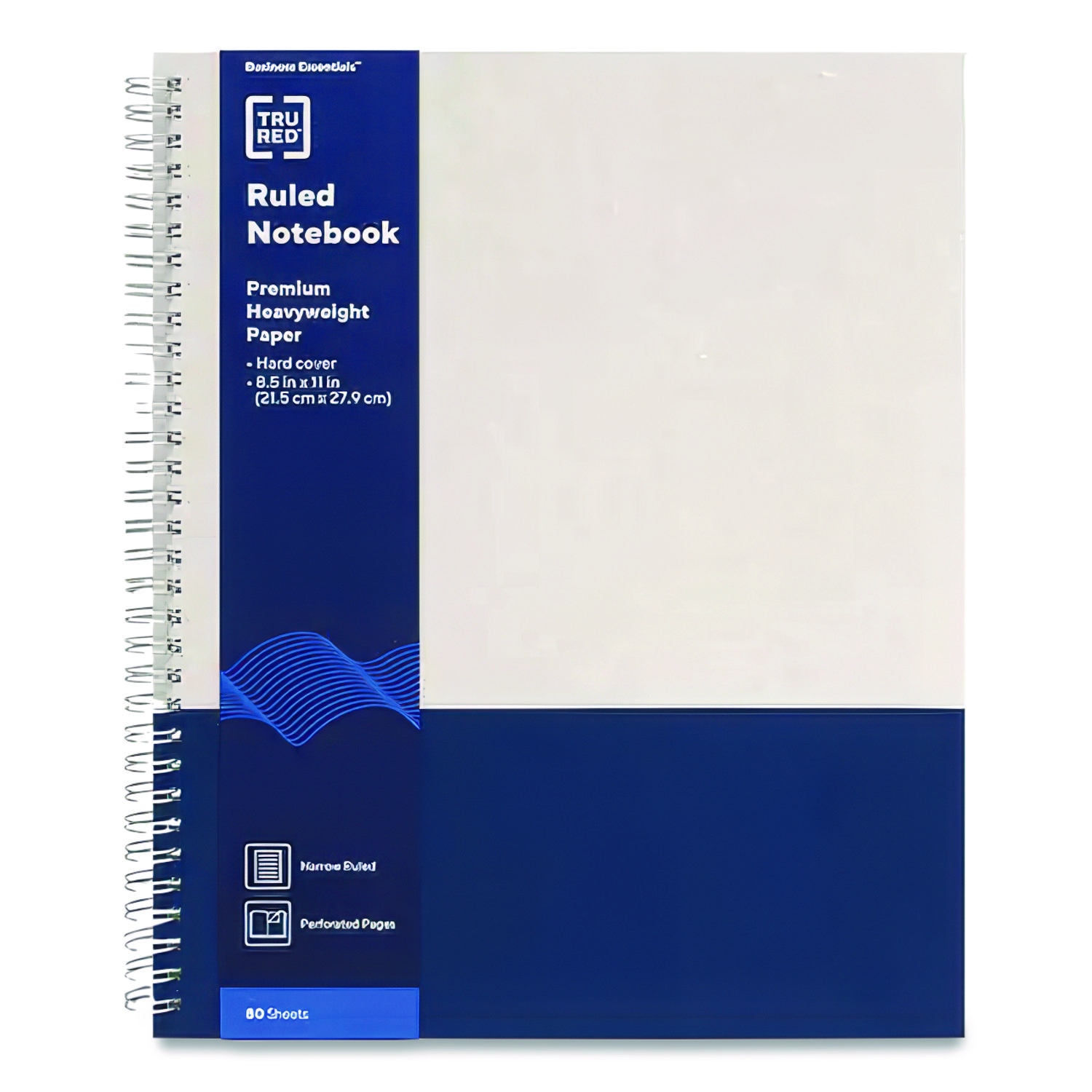 Wirebound Hardcover Notebook, 1-Subject, Narrow Rule, Gray/Blue Cover, (80) 11 x 8.5 Sheets