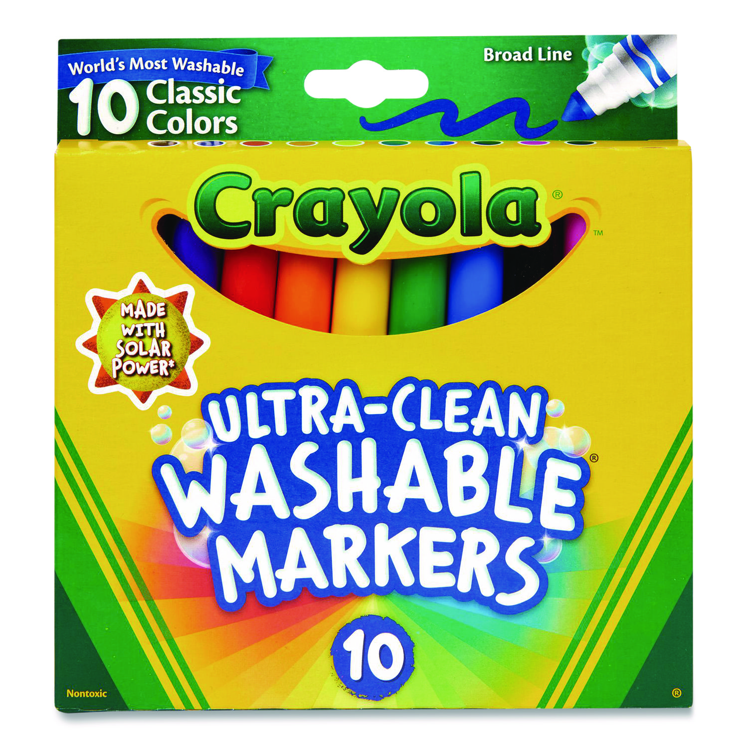 Ultra-Clean Washable Markers, Broad Bullet Tip, Assorted Colors, 10/Pack