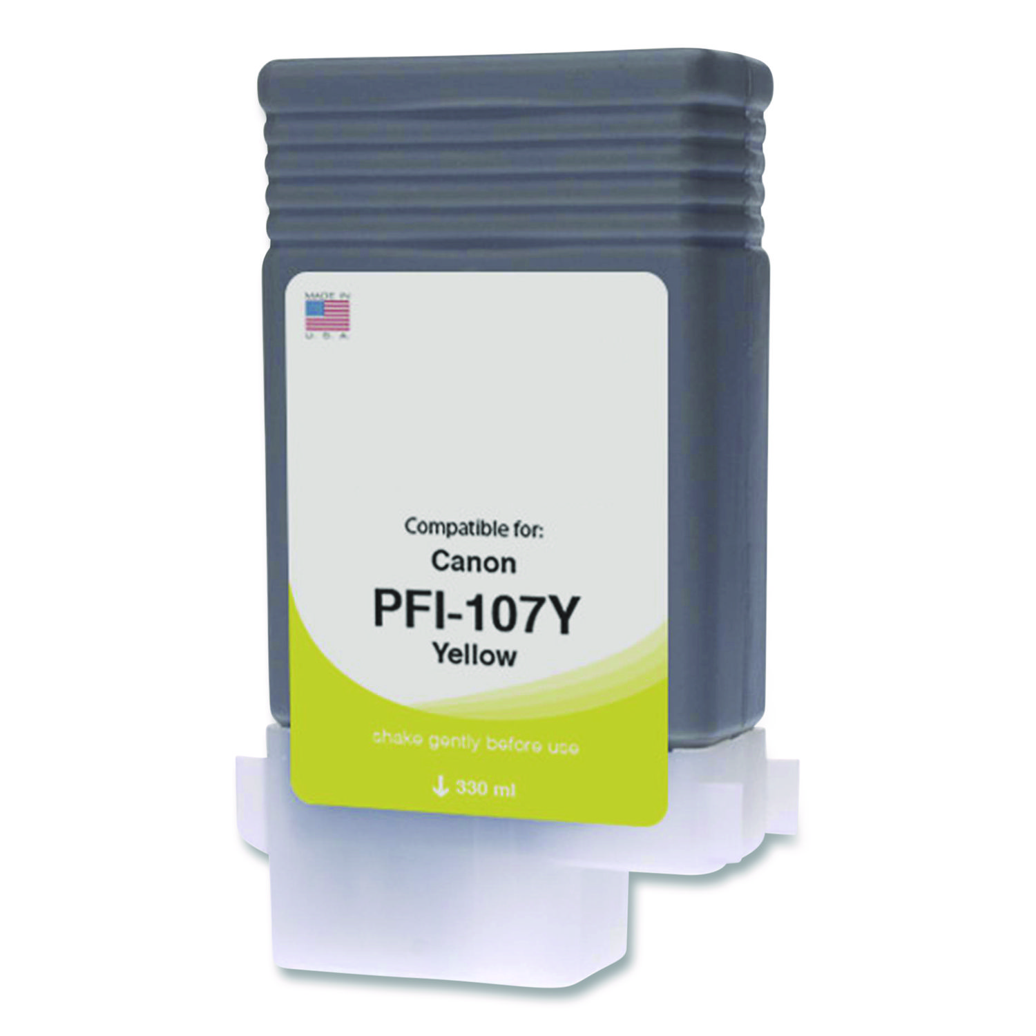 Compatible Yellow Ink, Replacement for PFI-107 (6708B001AA), 130 mL