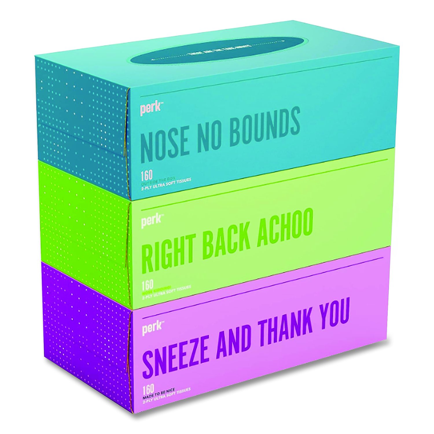 Perk™ Ultra Soft Standard Facial Tissue, 2-Ply, White, 160 Sheets/Box ...