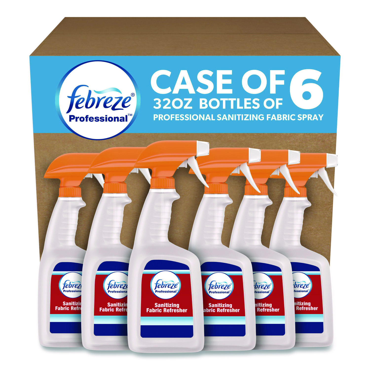 Professional Sanitizing Fabric Refresher, Light Scent, 32 oz Spray Bottle, 6/Carton