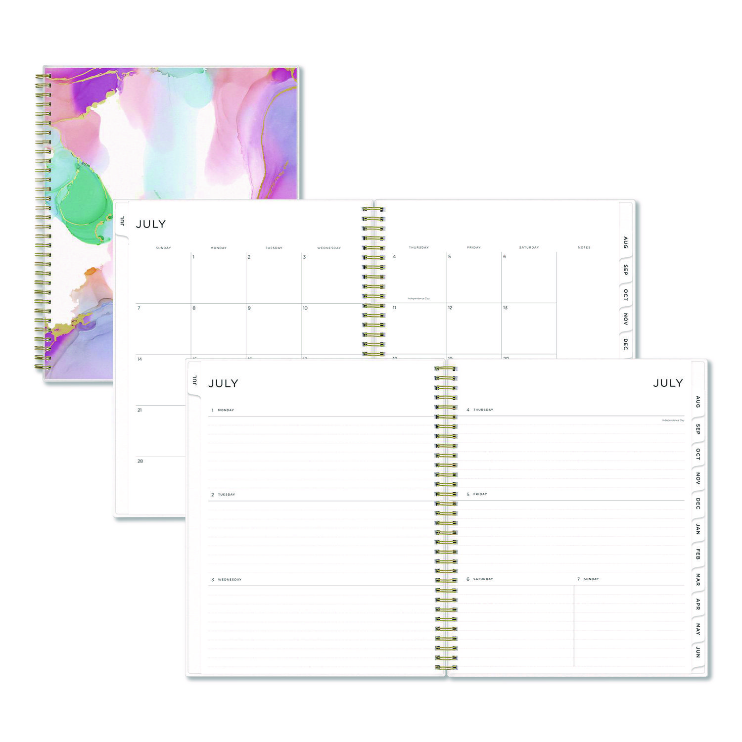 Ashley G Multicolor Smoke Academic Weekly/Monthly Planner, 11" x 8.5", Multicolor Cover, 12-Month (Jul-Jun): 2025 to 2026