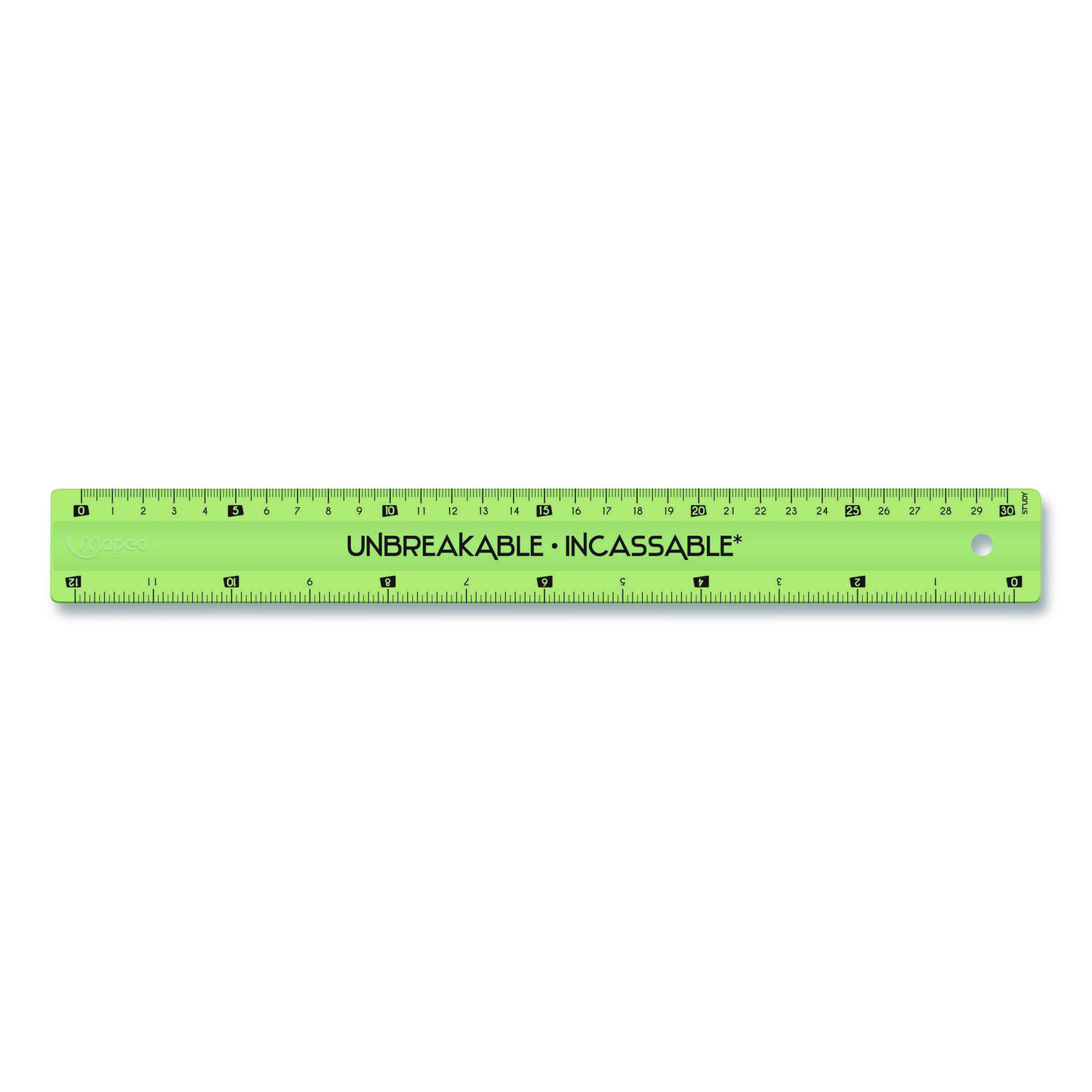 Unbreakable 12" Ruler, Standard/Metric, 12.72" Long, Randomly Assorted Color