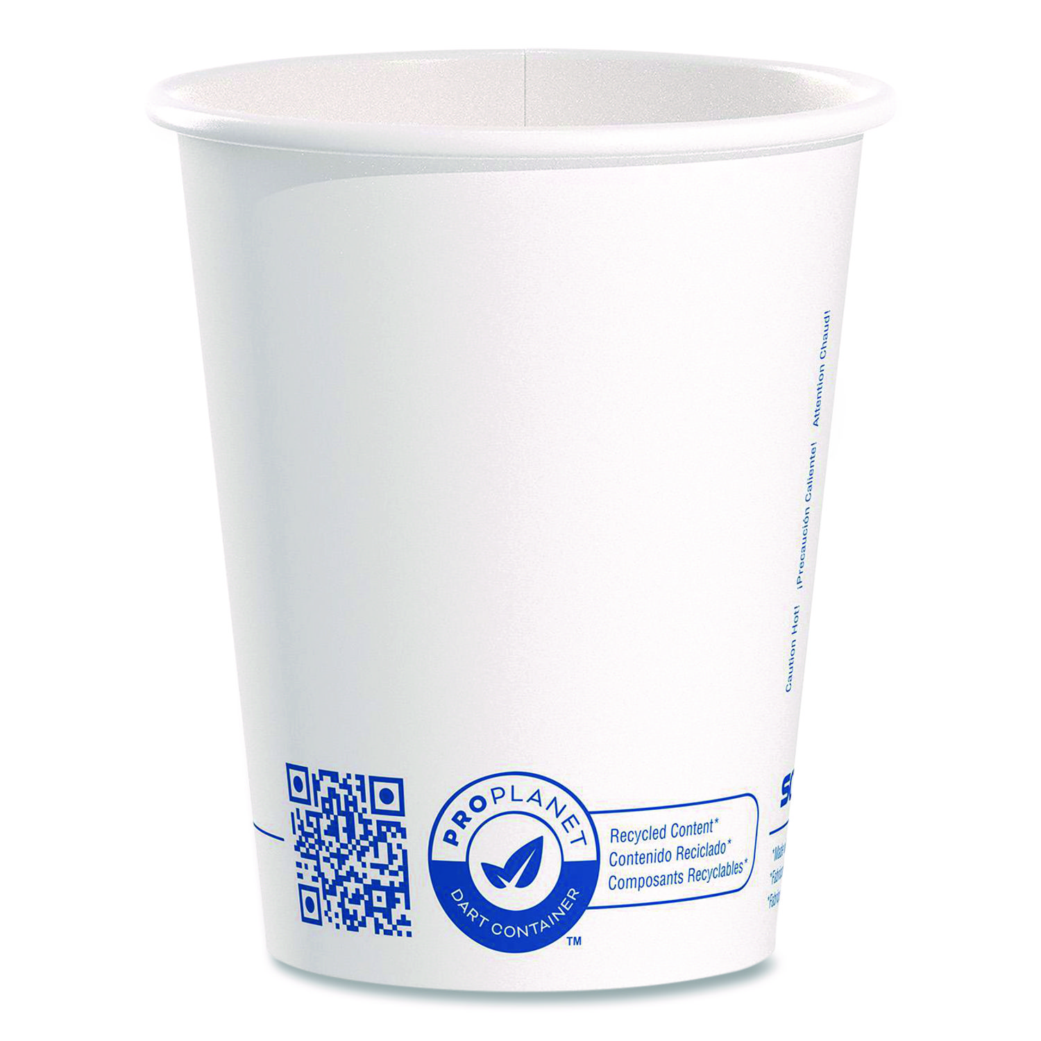 Recycled Content PCF Paper Hot Cups, ProPlanet Seal, 10 oz, White, 50/Pack