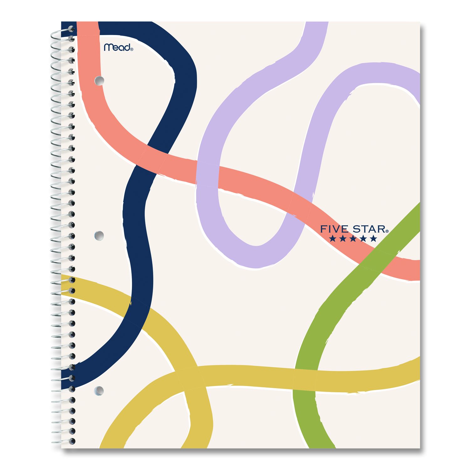 Notebook Wave Line Five Star® Simple Waves Organic Lines Notebook w/ Study App, 1-Subject ...