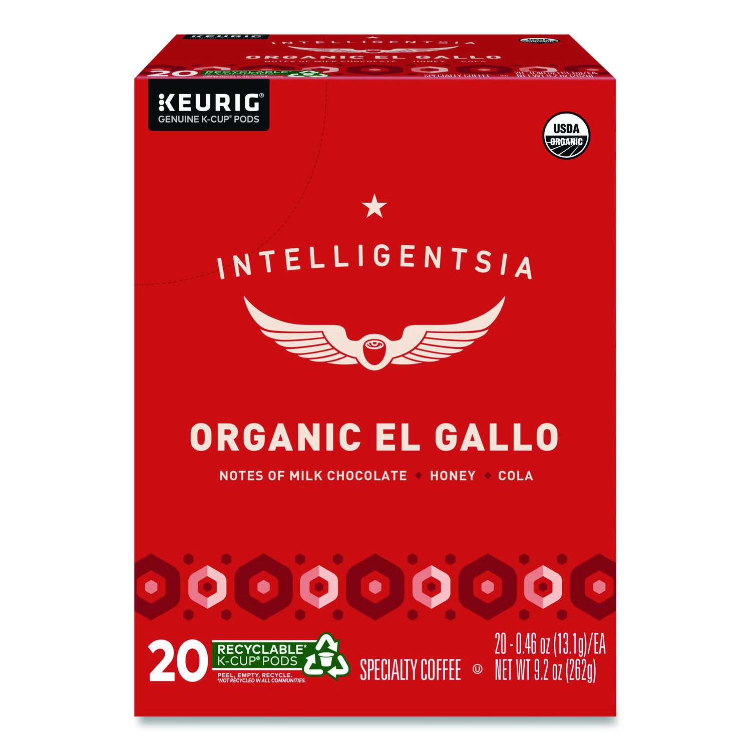 El Gallo Organic Coffee K-Cups, Light Roast, 20/Box