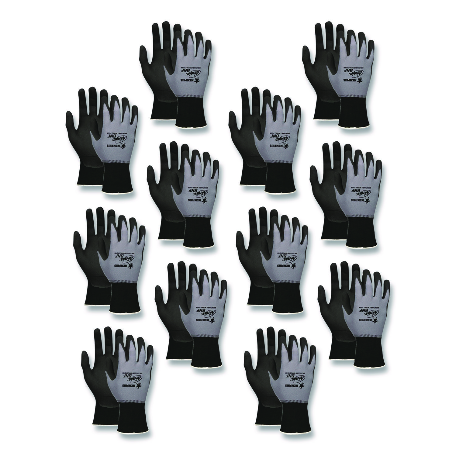 Ninja Nitrile Coating Nylon/Spandex Gloves, Medium, Black/Gray, 12 Pairs