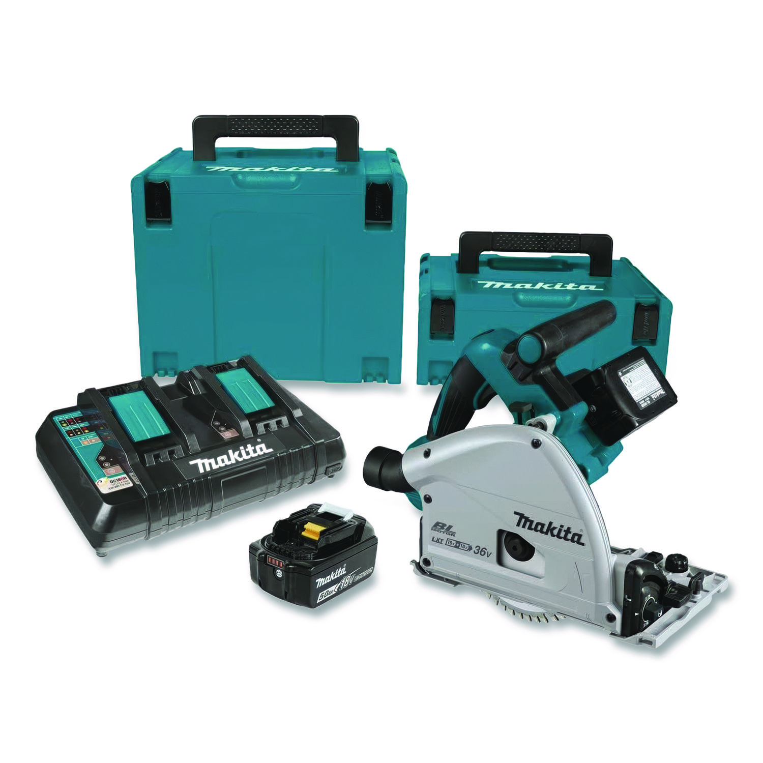 18V X2 (36V) LXT Brushless Lithium-Ion 6.5" Cordless Plunge Circular Saw Kit, 2 Batteries (XPS01PTJ), 6,300 rpm