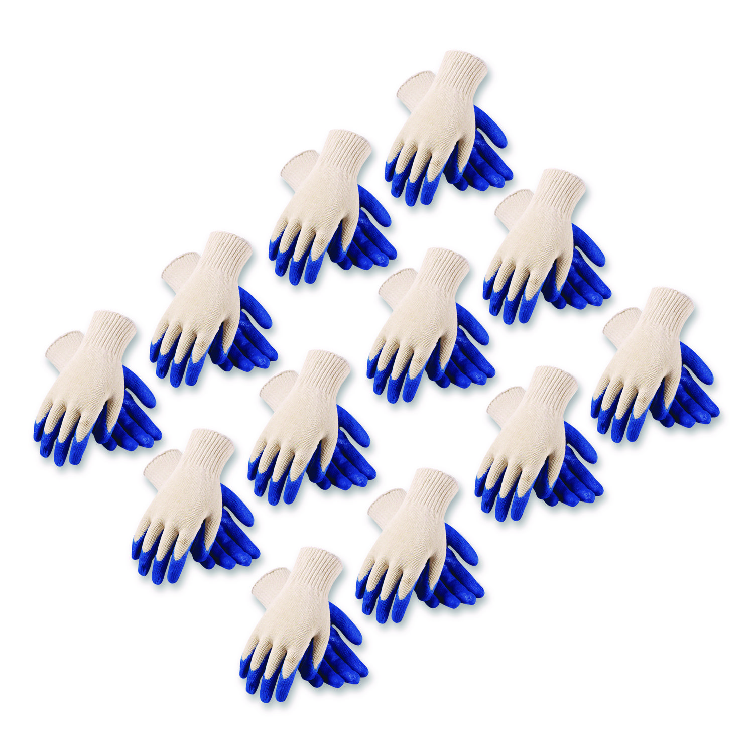 Seamless Knit Cotton/Polyester Gloves, EN388: 2011, X-Large, Natural/Blue, 12 Pairs