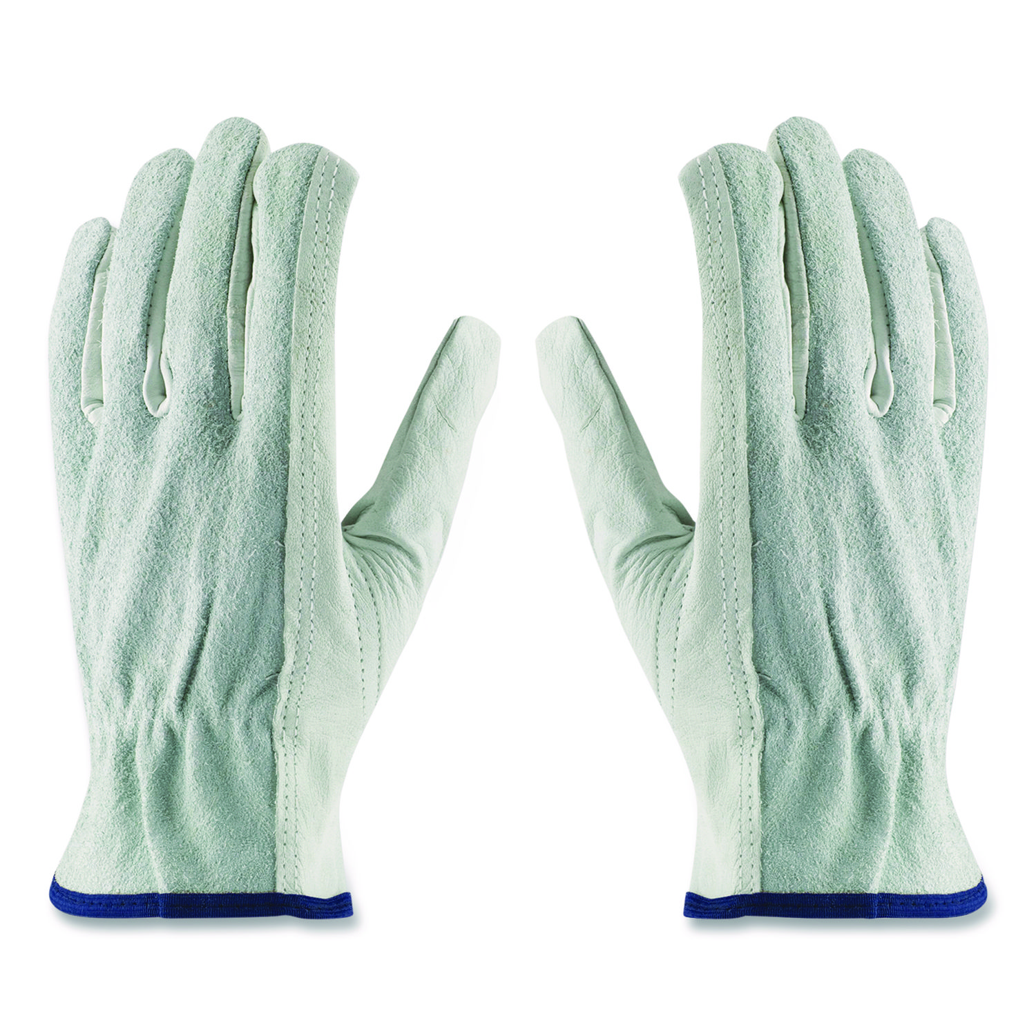 Top-Grain Leather Drivers Gloves with Shoulder-Split Cowhide Leather Back, Gunn Cut, Keystone Thumb, Large, Gray, Pair