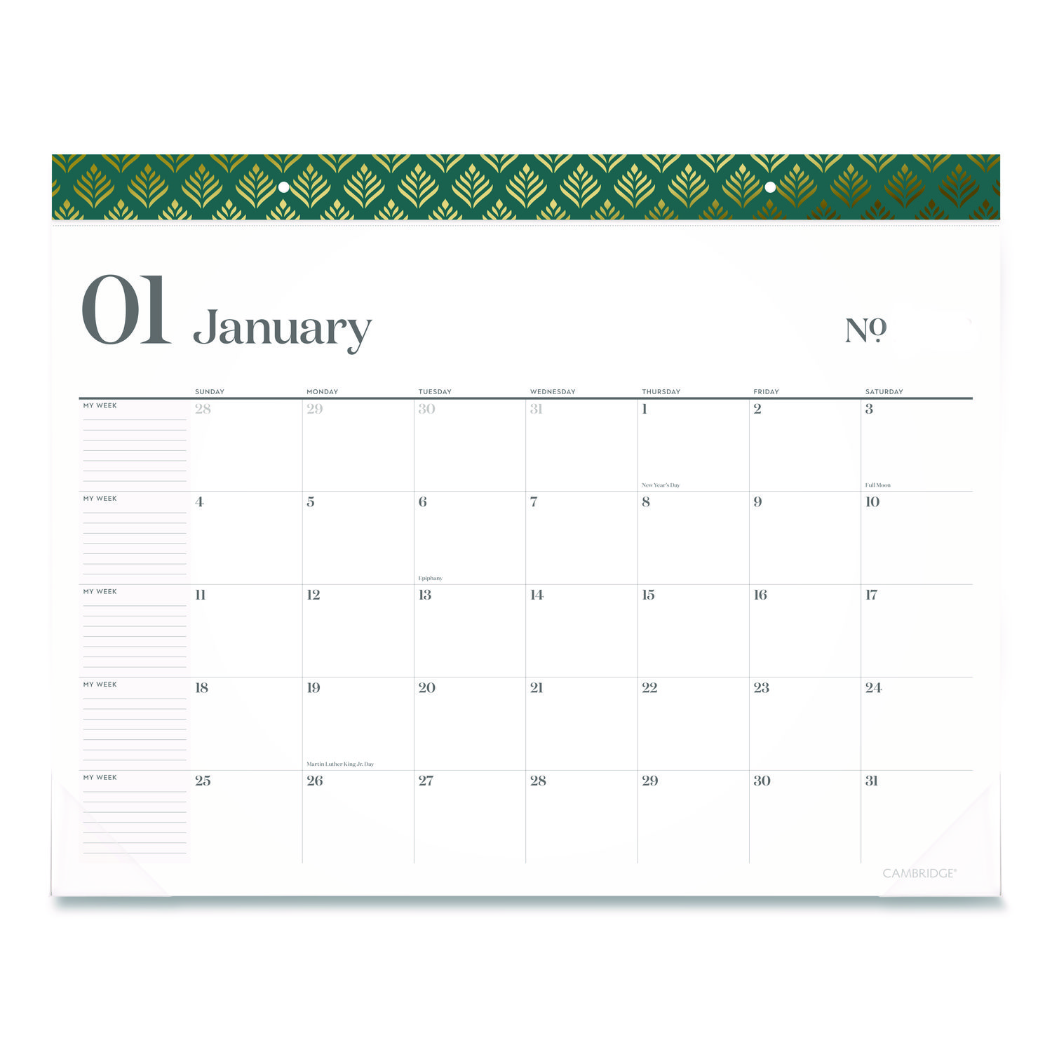 WorkStyle Monthly Desk Pad Calendar, 21.75 x 17, White Sheets, Teal Headband/Clear Corners, 12-Month (Jan-Dec): 2026