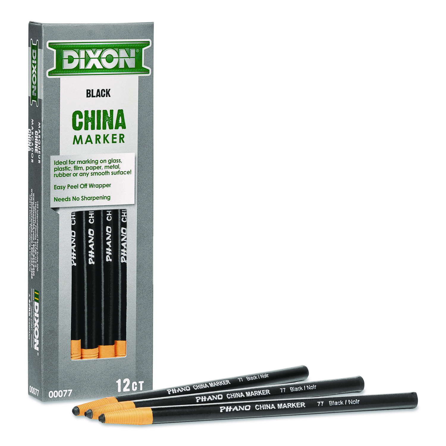 China Marker, Black, 12/Pack - Hobby Office Corp