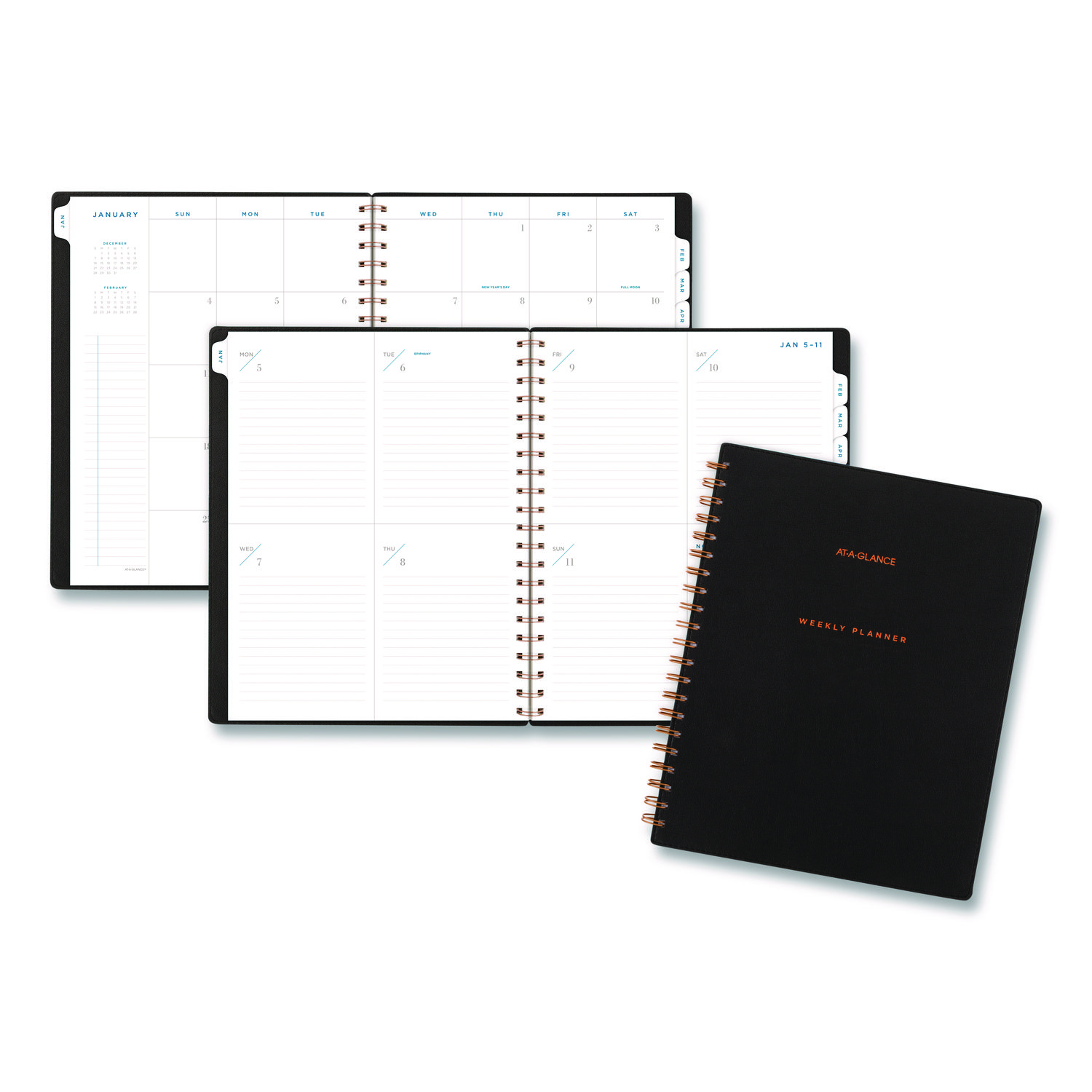 Signature Collection Weekly/Monthly Planner, 11 x 8.5, Black Cover, 12-Month (Jan-Dec): 2026