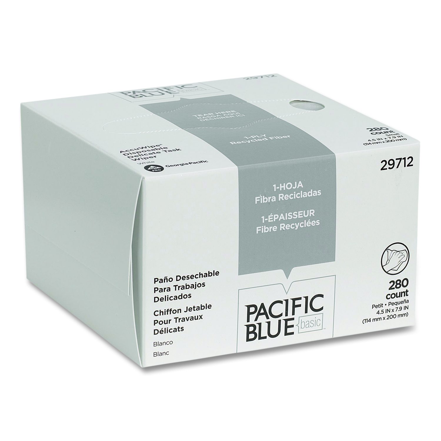 Georgia Pacific Professional AccuWipe Recycled One-Ply Delicate Task Wipers, 4.5" X 8.25", White, 280 Wipes/Box, 60 Boxes/Carton - W.B. Mason