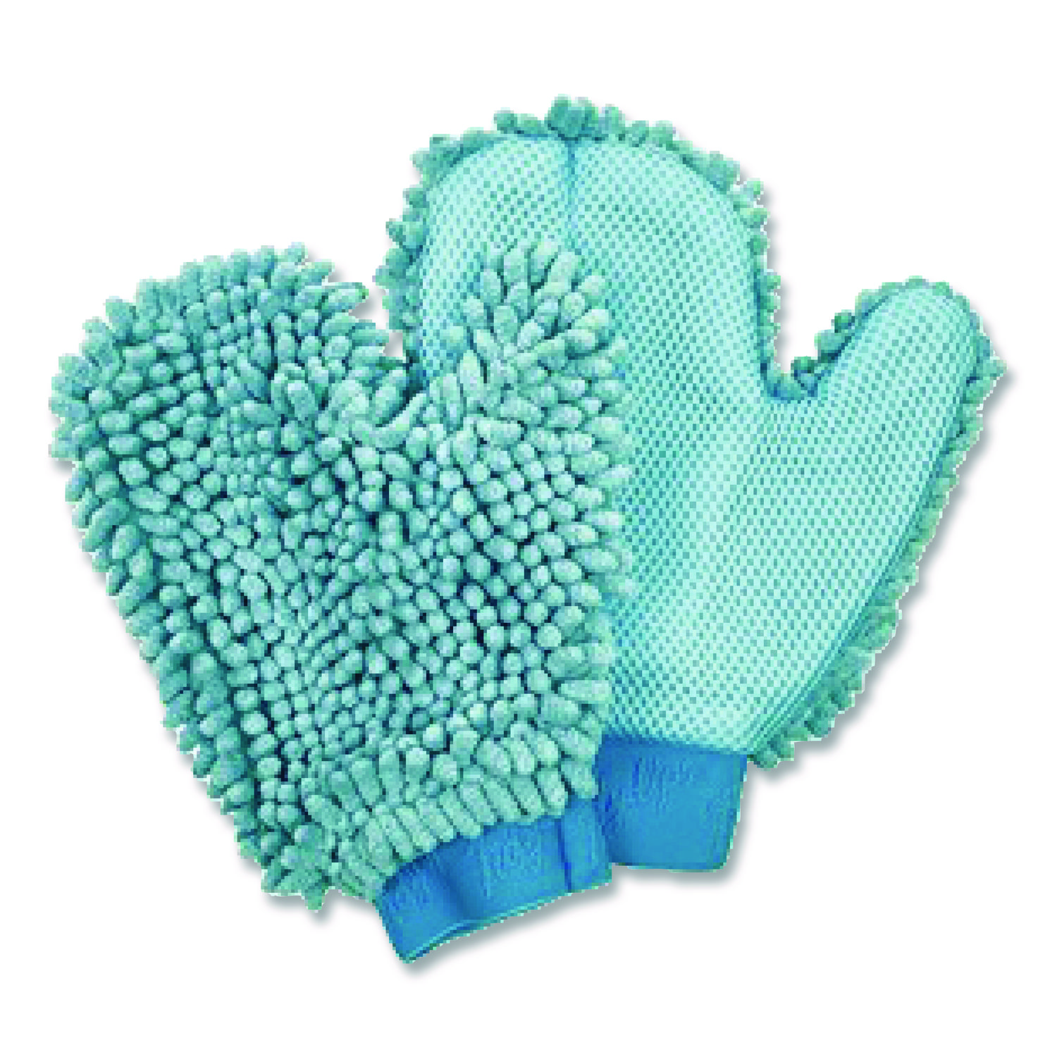 Chenille Scrubbing Mitts, Blue, 2 Mitts