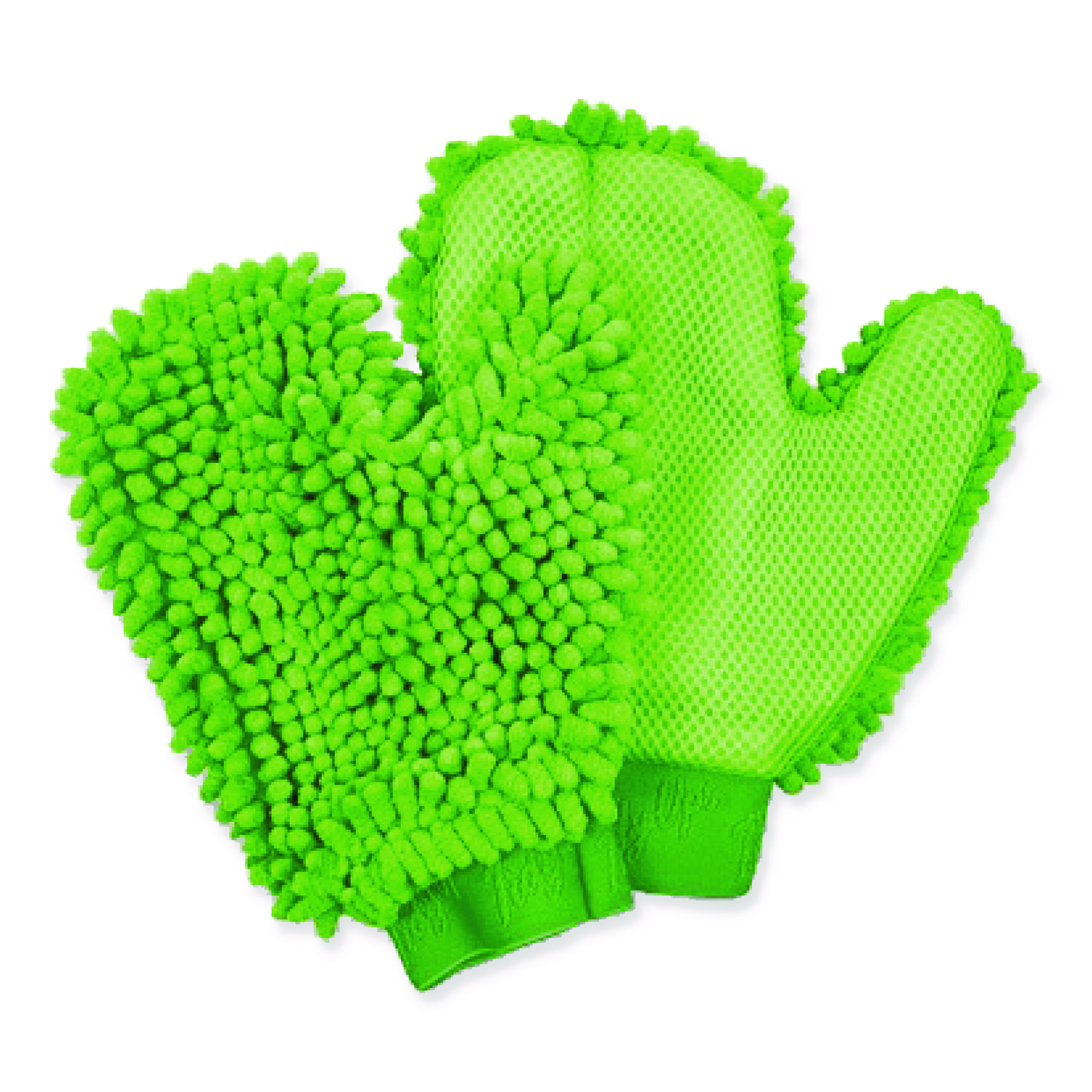 Chenille Scrubbing Mitts, Green, 2 Mitts