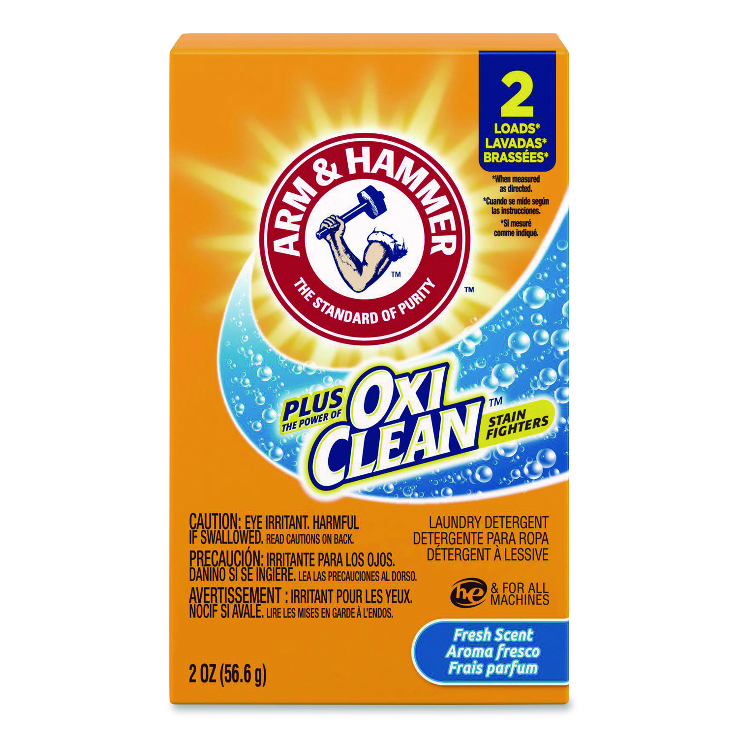 Plus the Power of OxiClean Powder Detergent, Fresh Scent, 2 oz Box, 156/Carton