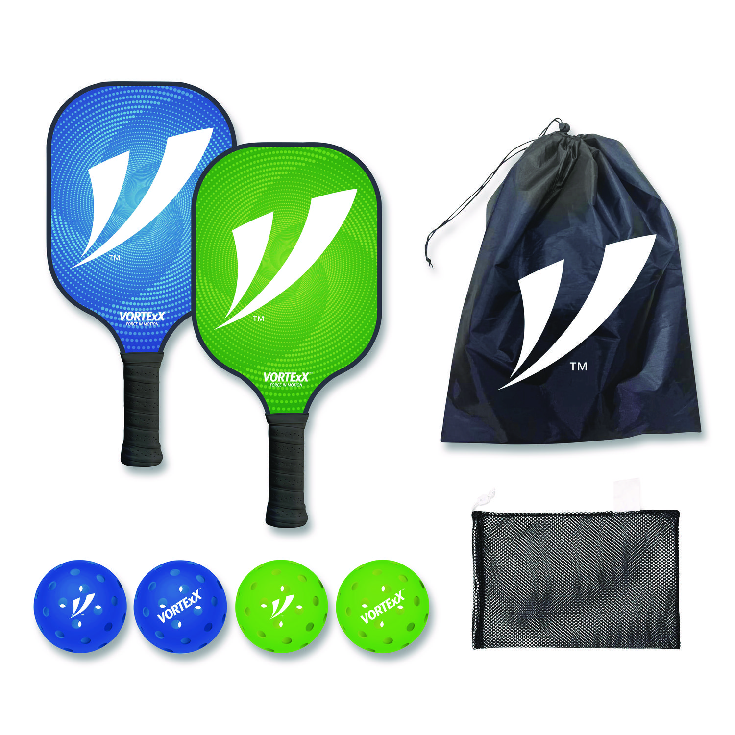 Pickleball Set, Blue/Green, 15.75" x 7.75" x 2.9"