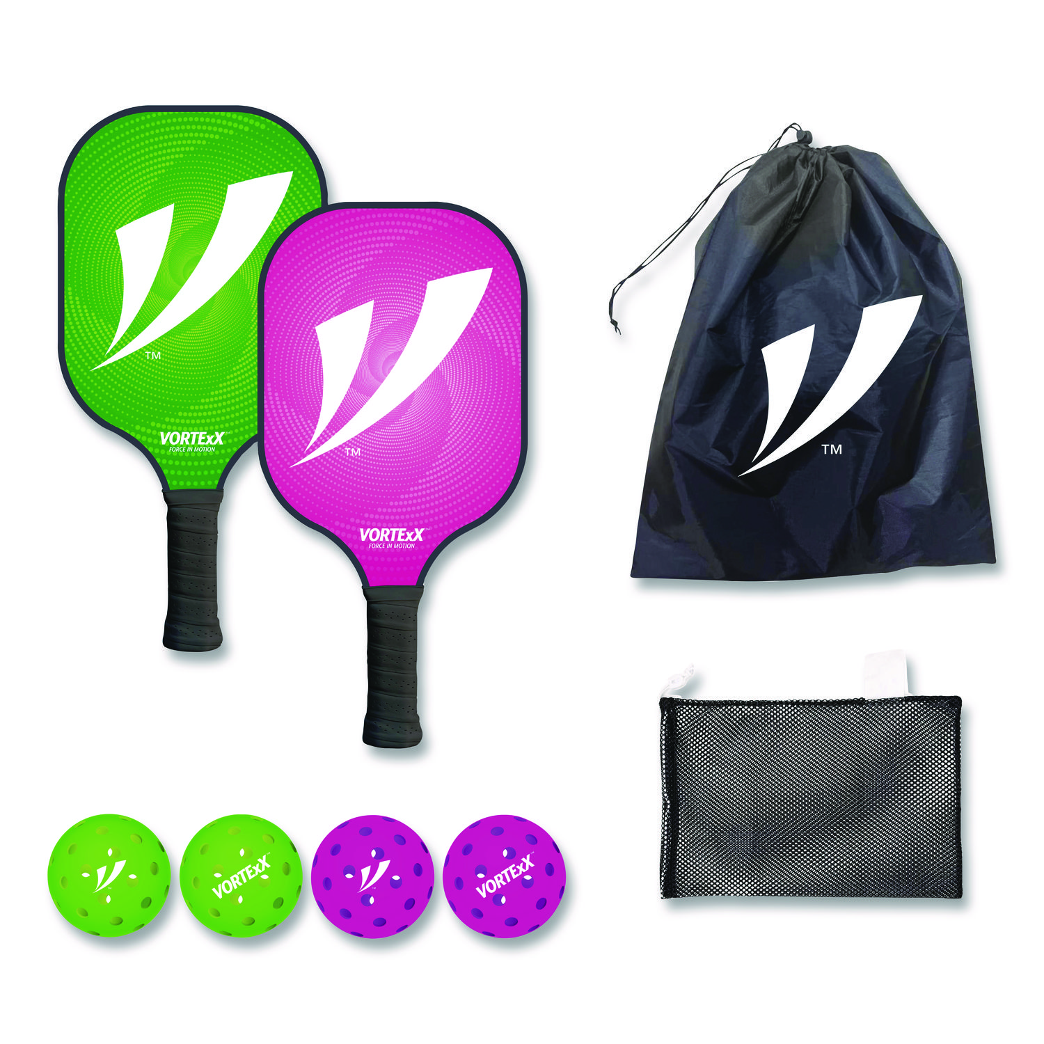Pickleball Set, Pink/Green, 15.75" x 7.75" x 2.9"