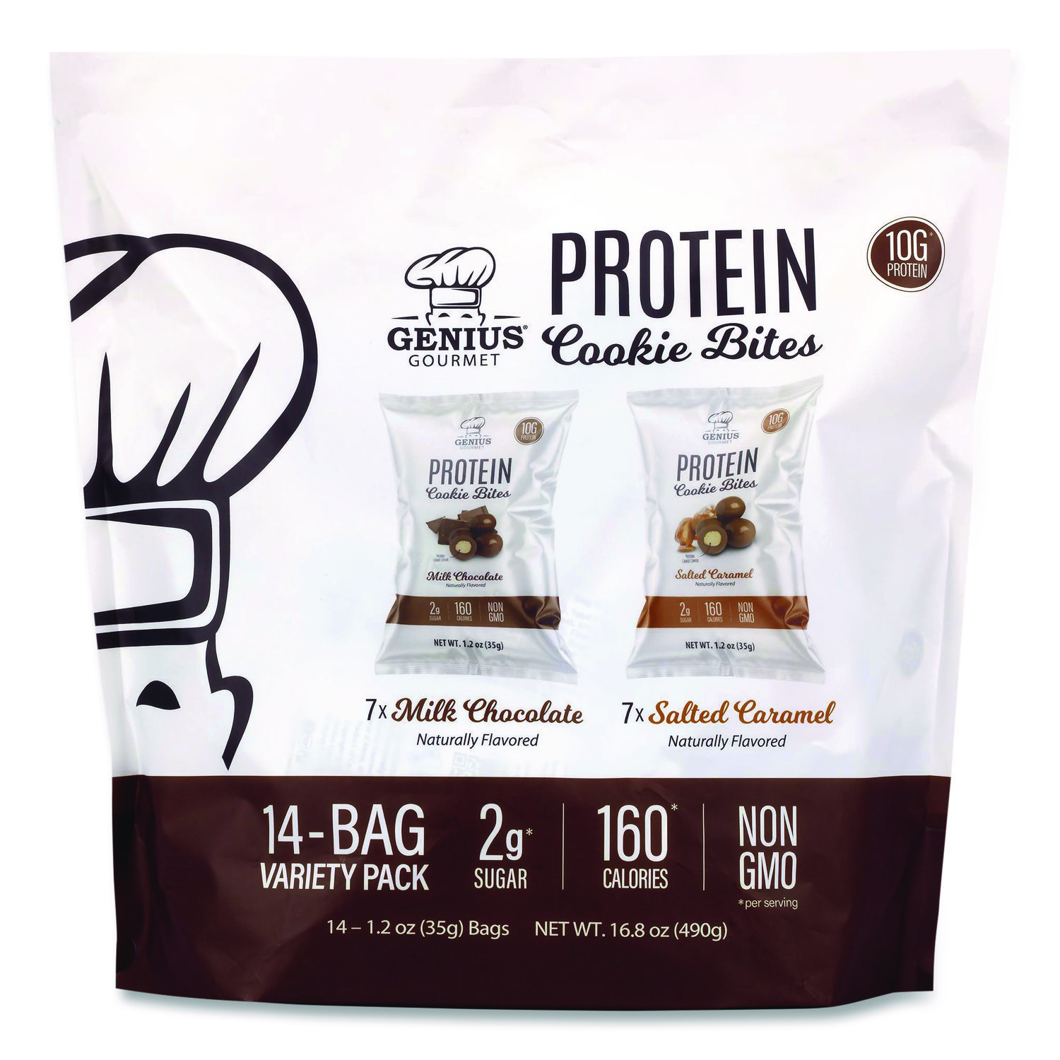 Protein Cookie Bites Variety Pack, Salted Caramel and Milk Chocolate, 1.2 oz Bag, 14/Box