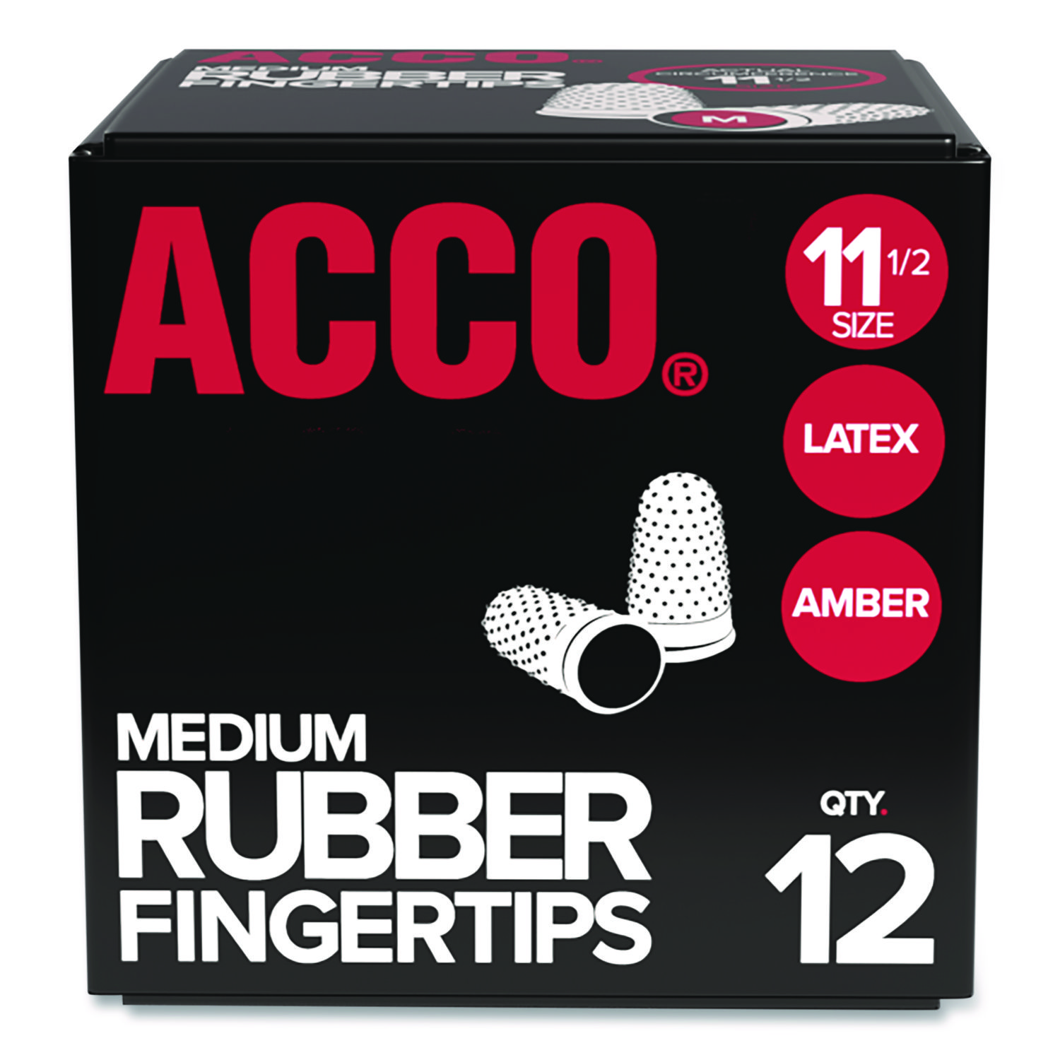 Rubber Finger Tips, 11 1/2 (Medium), Amber, Dozen