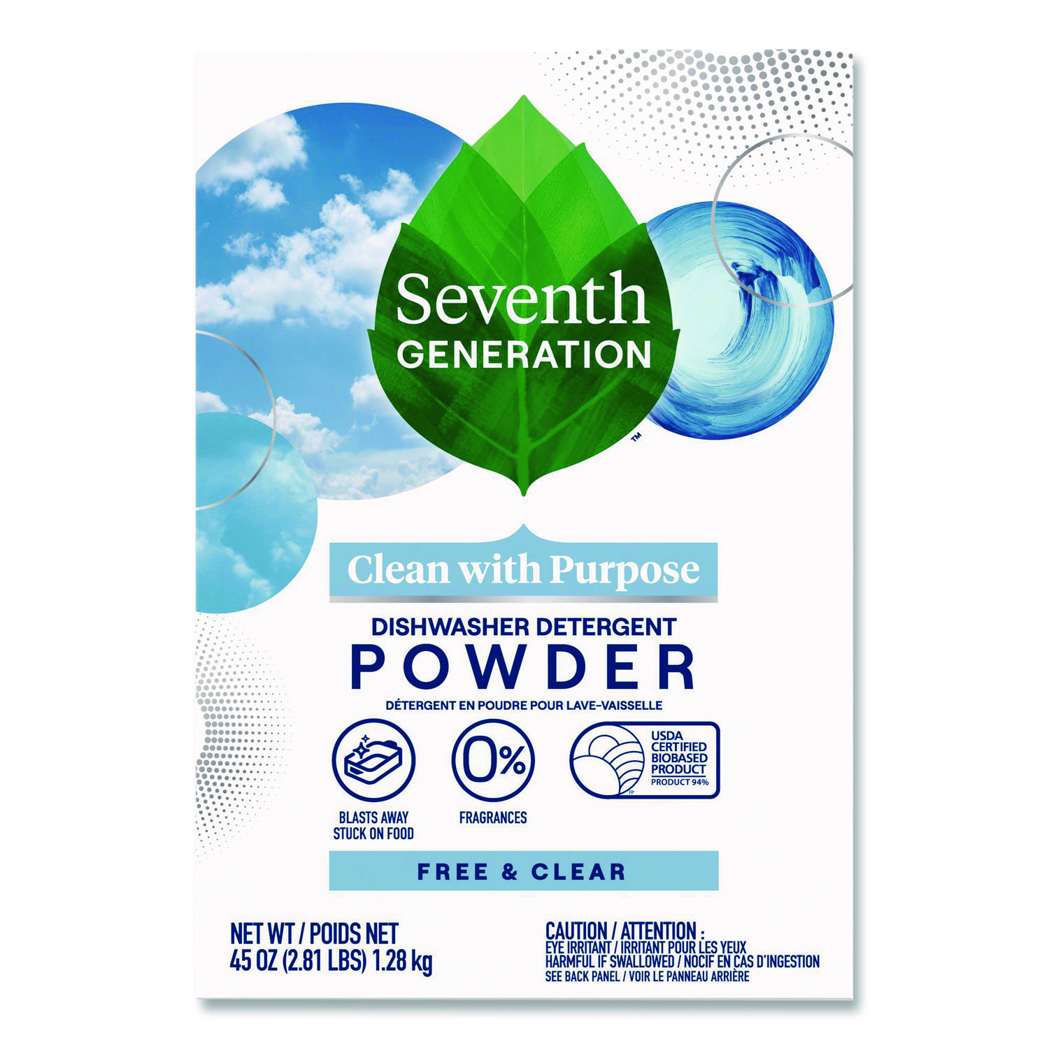 Automatic Dishwasher Powder, Free and Clear Scent, 45oz Box, 12/Carton