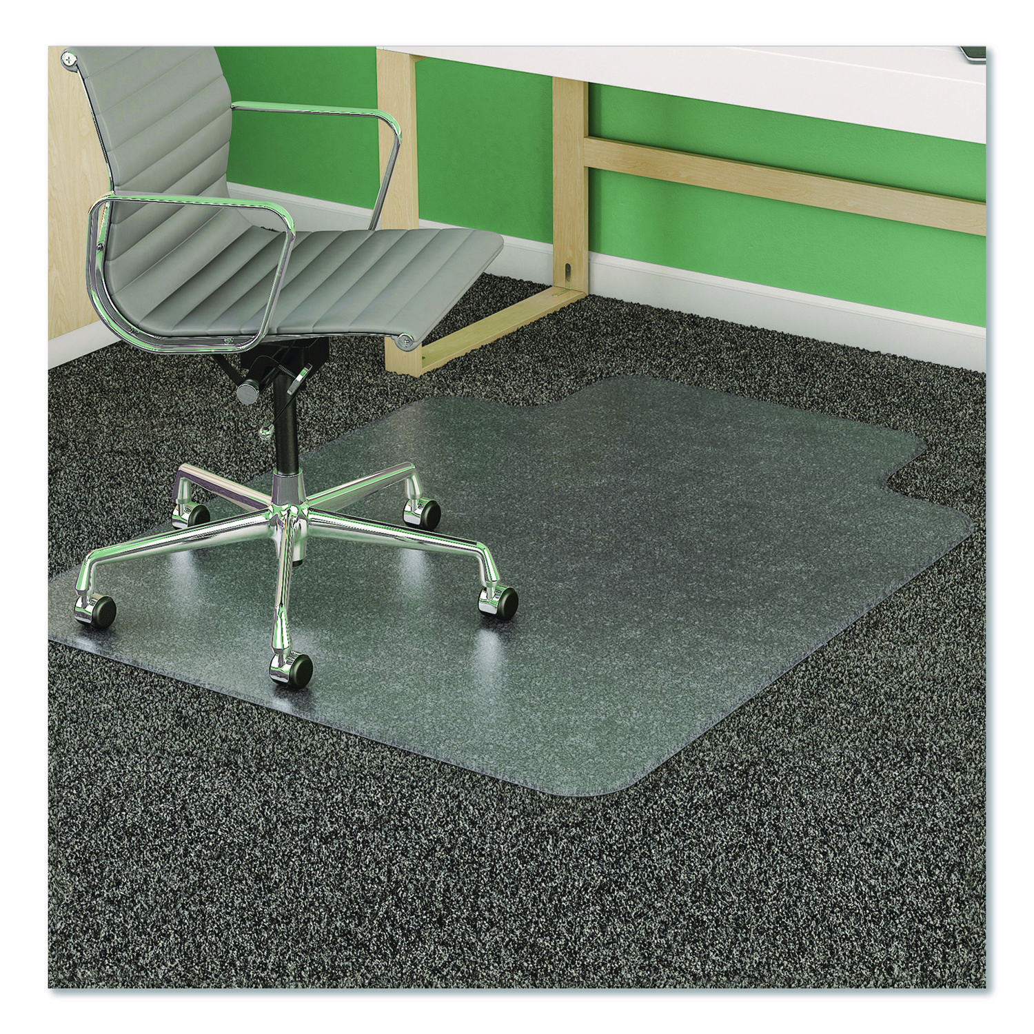 SuperMat Frequent Use Chair Mat for Medium Pile Carpeted Floors, Rectangular with Lip, 36" x 48", Clear, Ships Rolled