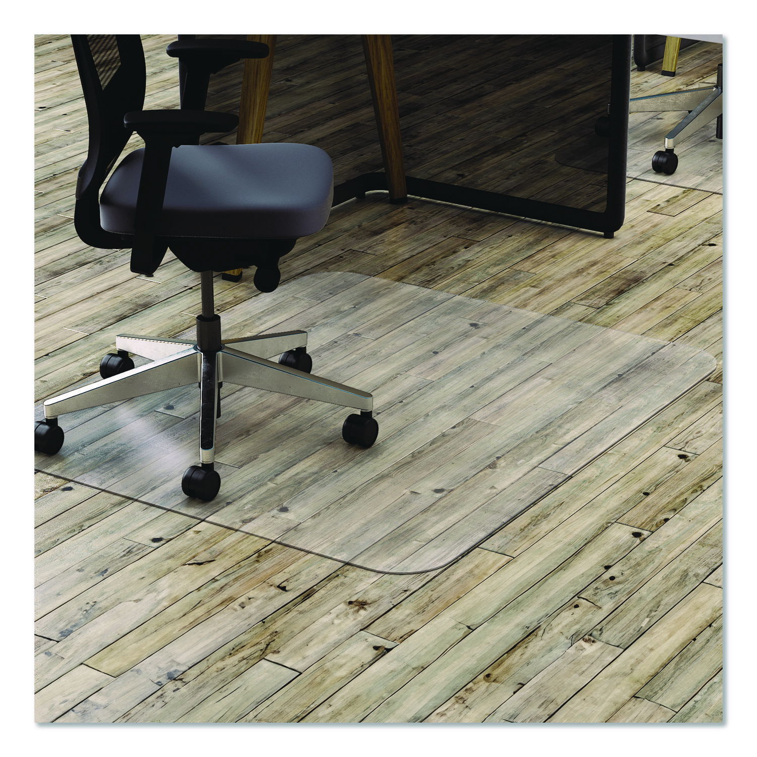 Clear All Day Use Chair Mat for Hard Floors, Rectangular, Straight Edges, 45" x 53", Clear