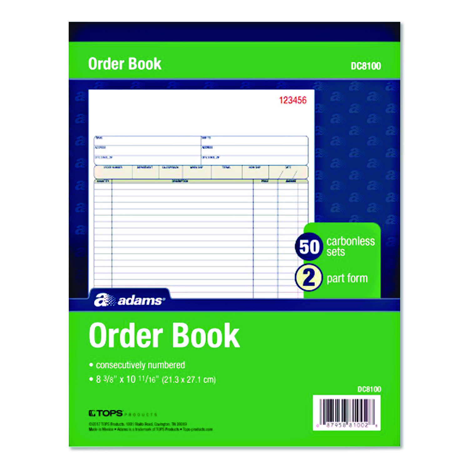 Multipart Sales Order Pad, Two-Part Carbonless, 8.38 x 10.19, 50 Forms Total