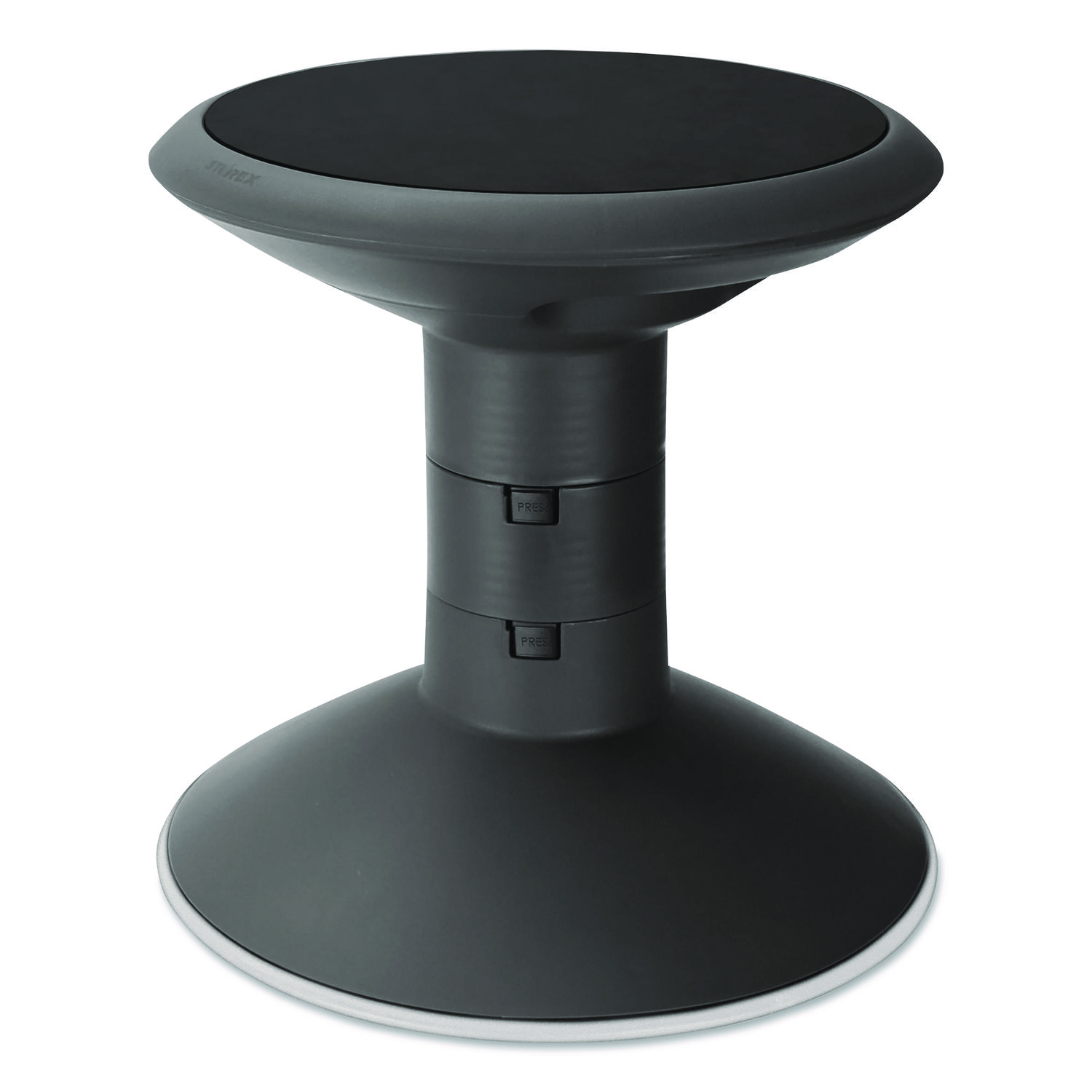 Wiggle Stool, Backless, Supports Up to 250 lbs, 12" to 18" Seat Height, Black Seat, Black Base