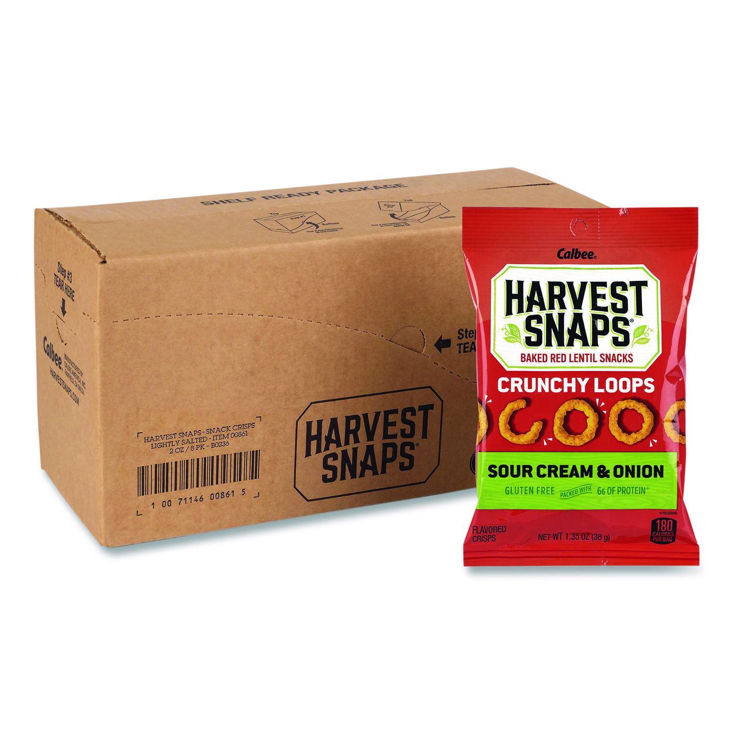 Crunchy Loops, Sour Cream and Onion, 1.35 oz Bag, 8/Box