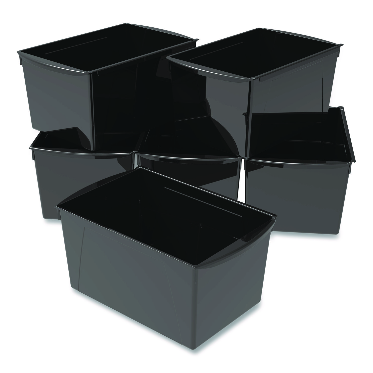 Wide Book Bin, 3.82 gal, 9.2" x 14.5" x 7", Black, 6/Pack