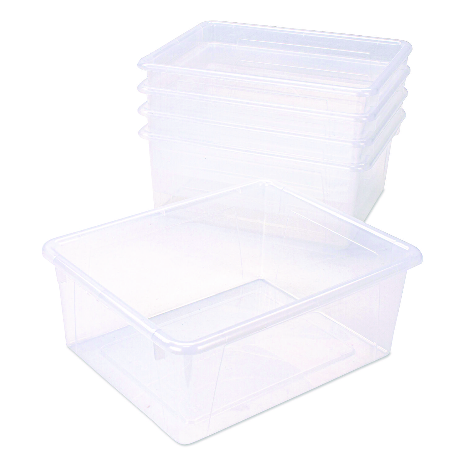 Storage Tray, Deep, 2 gal, 10.65" x 10.65" x 5.2", Clear, 5/Pack