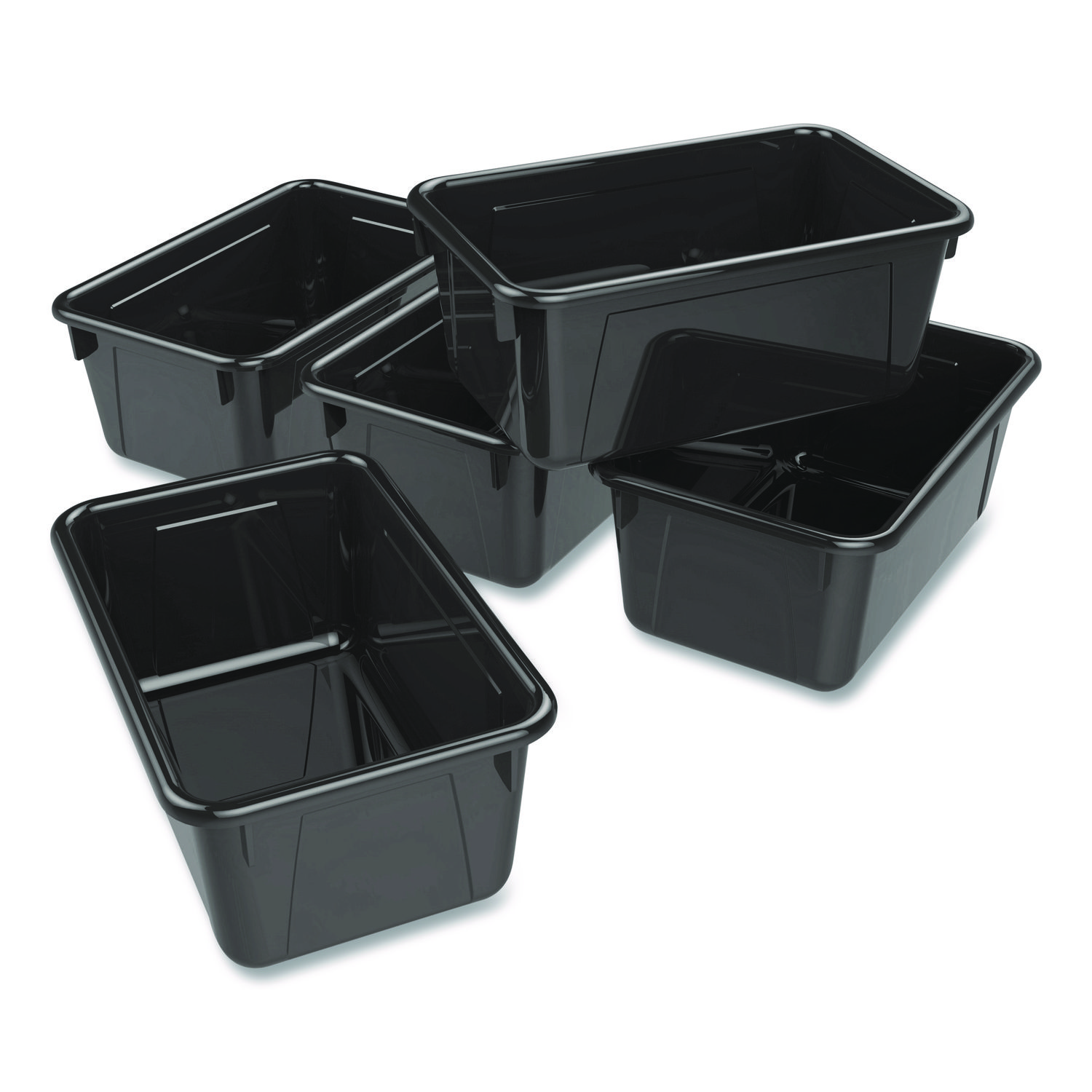 Cubby Bin, Neutral Tones, 1.8 gal, 7.8" x 12.09" x 5.18", Black, 5/Pack