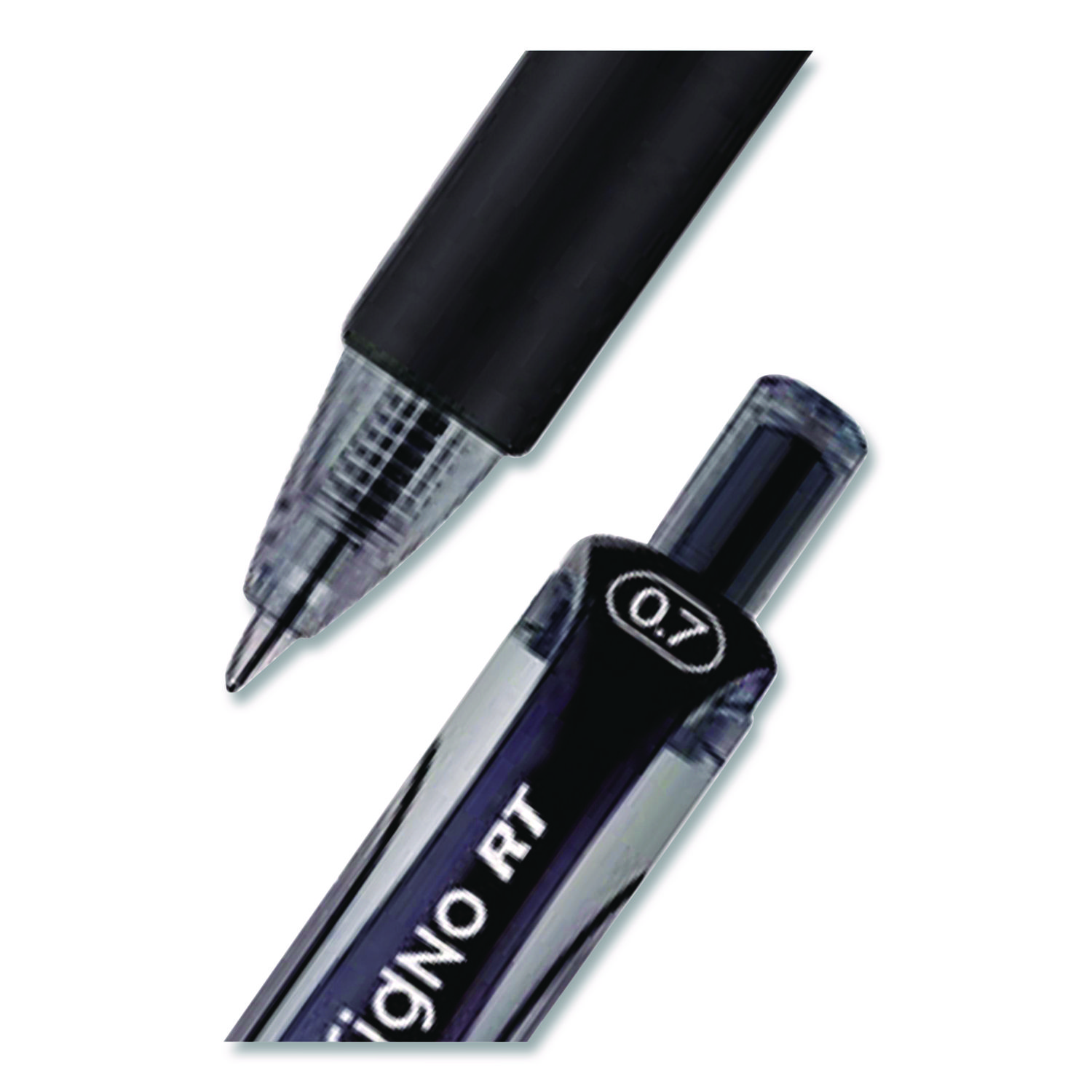 Signo Gel Pen, Retractable, Medium 0.7 mm, Black Ink, Silver/Black Barrel, Dozen