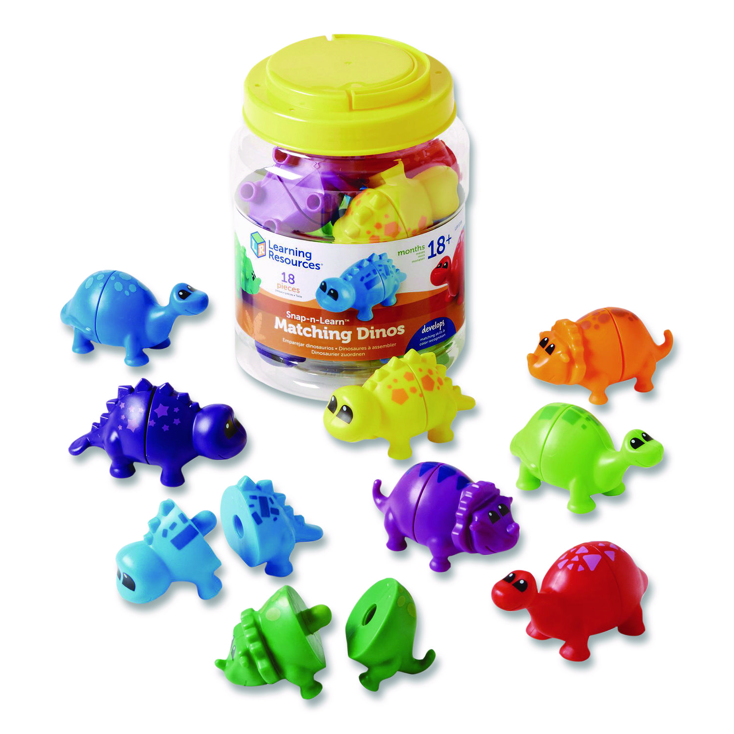 Snap-n-Learn Matching Dinos, Pre-K, 18 Pieces
