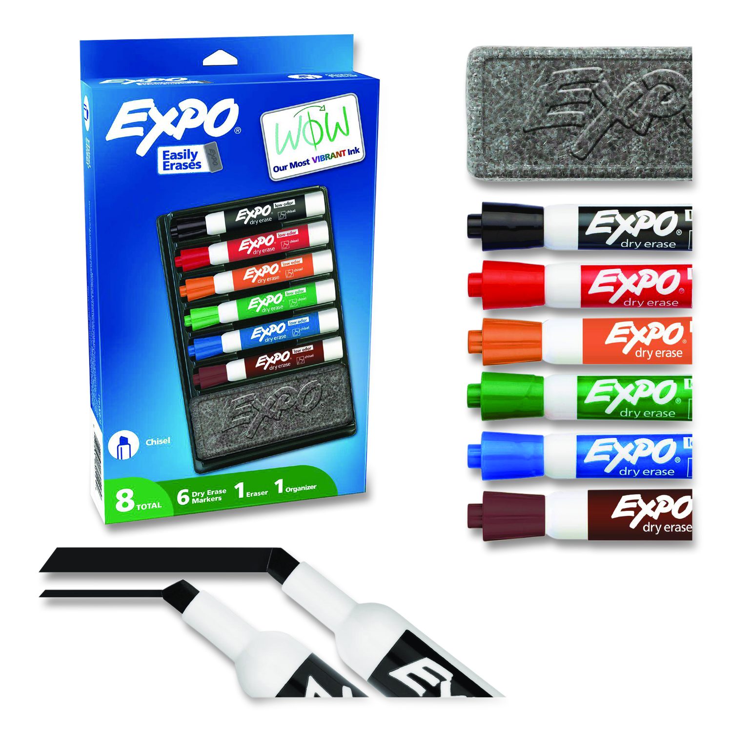 Expo Low Odour Dry Erase Markers, Fine Tip, Assorted Colours