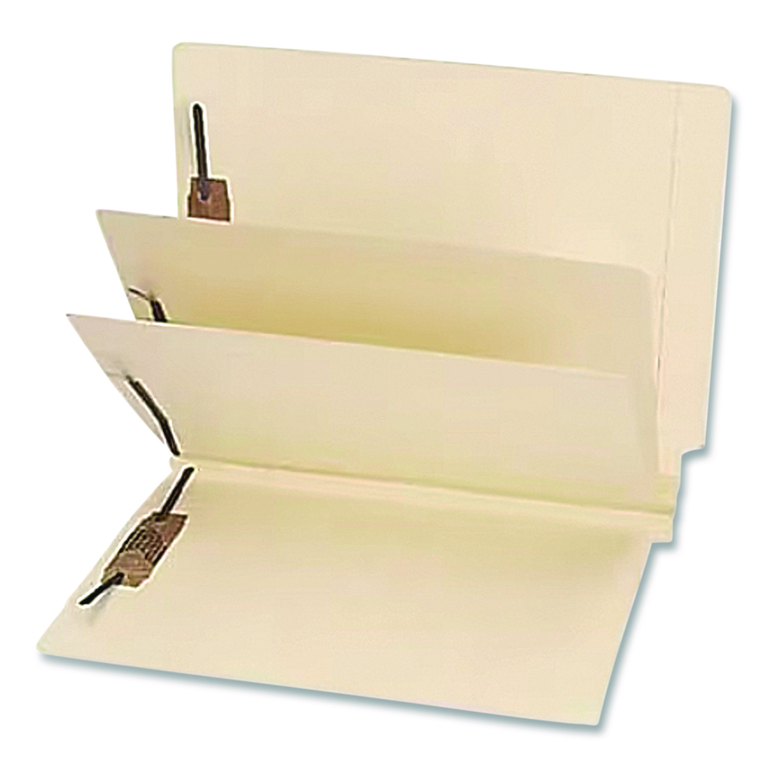 Heavy-Duty End Tab Classification Folders, Straight Tab, Expands 3", 2 Dividers, 6 Fasteners, Letter Size, Manila, 15/Box