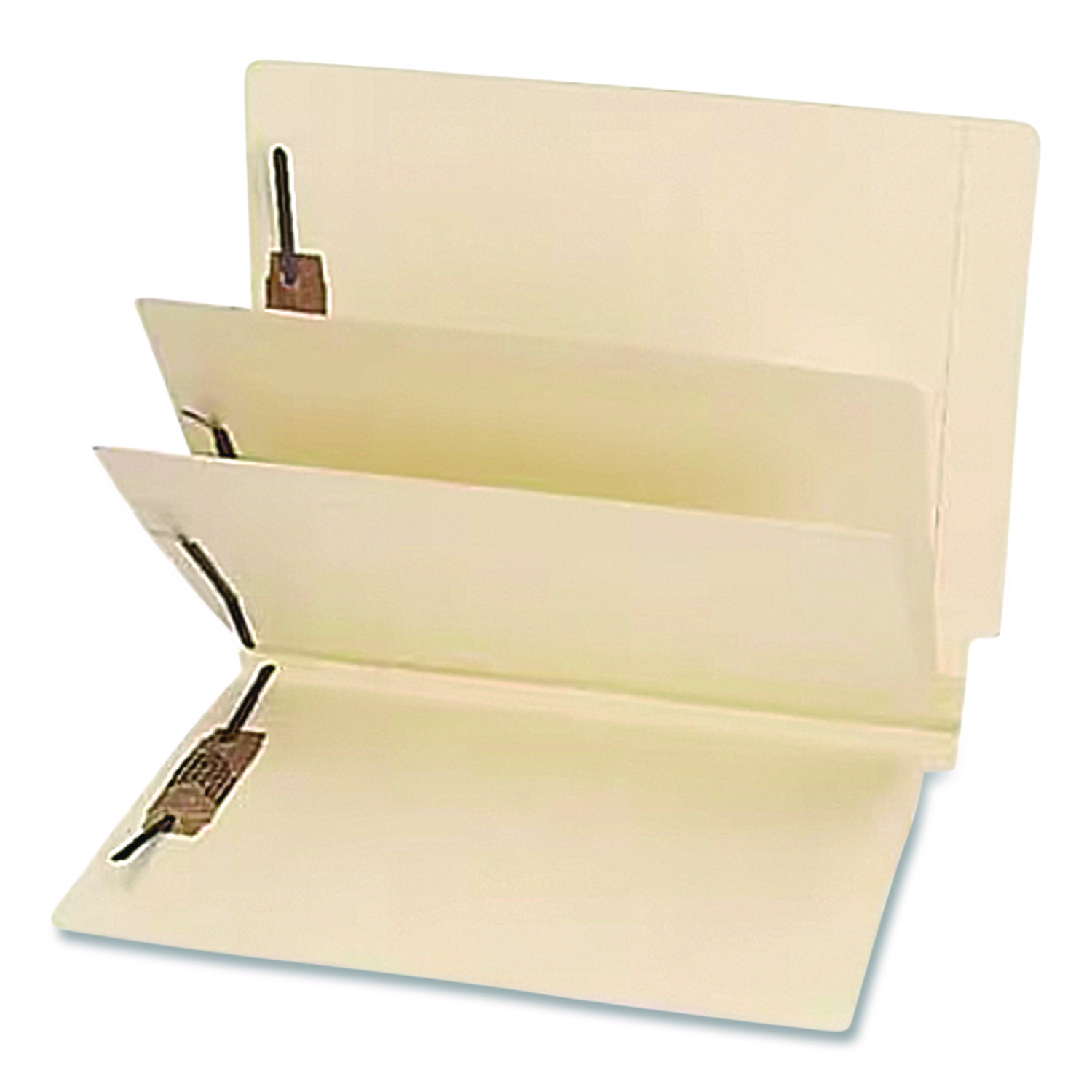 Heavy-Duty End Tab Classification Folders, Straight Tab, Expands 3", 2 Dividers, 6 Fasteners, Letter Size, Manila, 75/Box