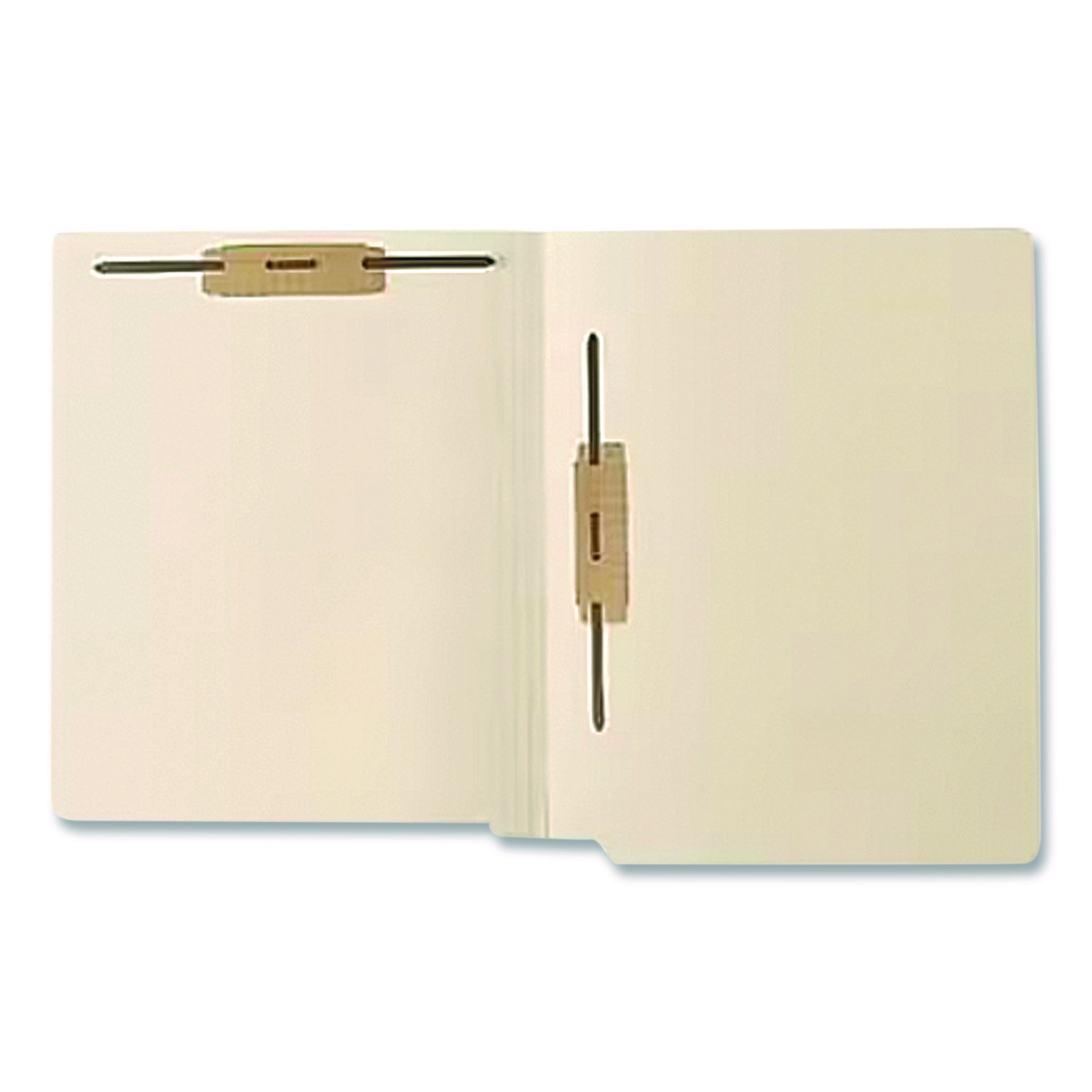 End Tab Fastener Folders, Straight Tab, Expands 0.75", 2 Vertical/Horizontal Fasteners, Letter Size, Manila, 250/Box