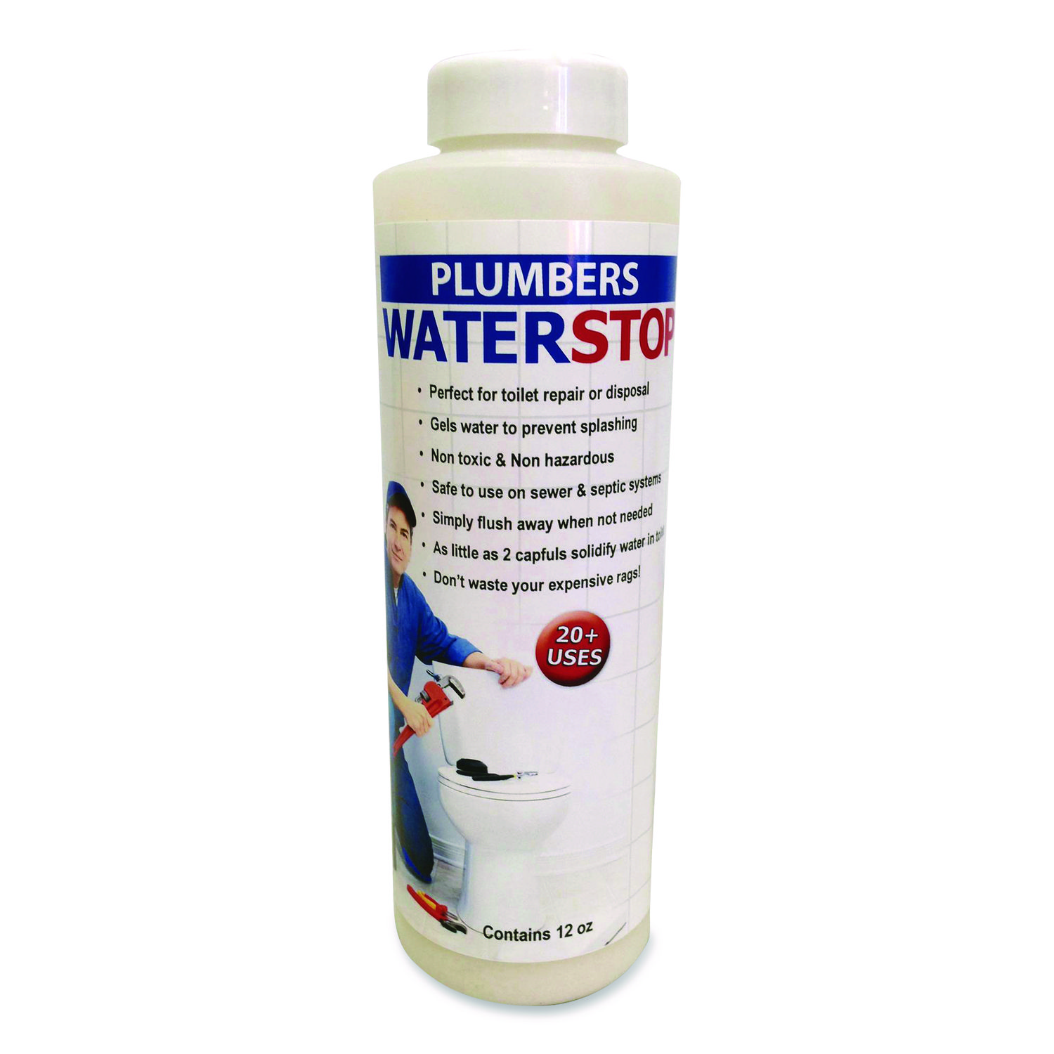 Water Stop, 17.75 L, 12 oz Bottle, 12/Carton