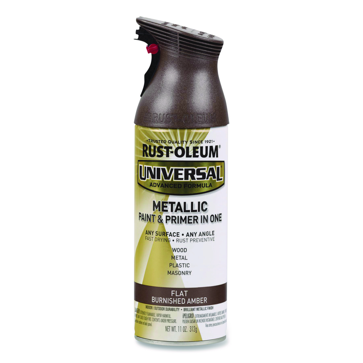 Universal Premium Spray Paint, Flat Amber, 12 oz Aerosol Can